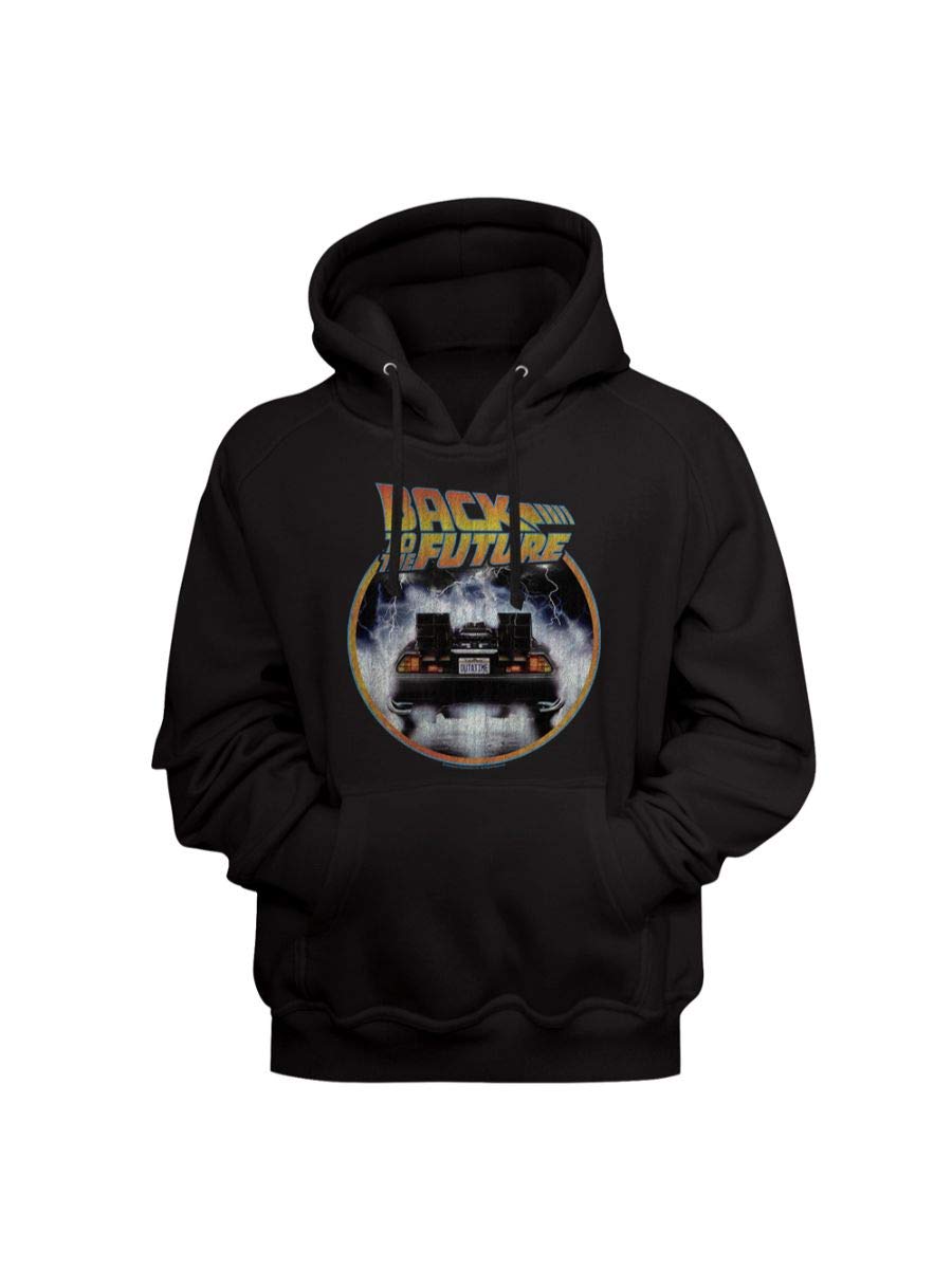 Back to The Future 80s Movie Time Machine 'Outatime' Plate Hoodie - Vintage Long Sleeve Sweatshirt for Men & Women - Perfect for Cosplay, Movie Nights & Retro Fashion