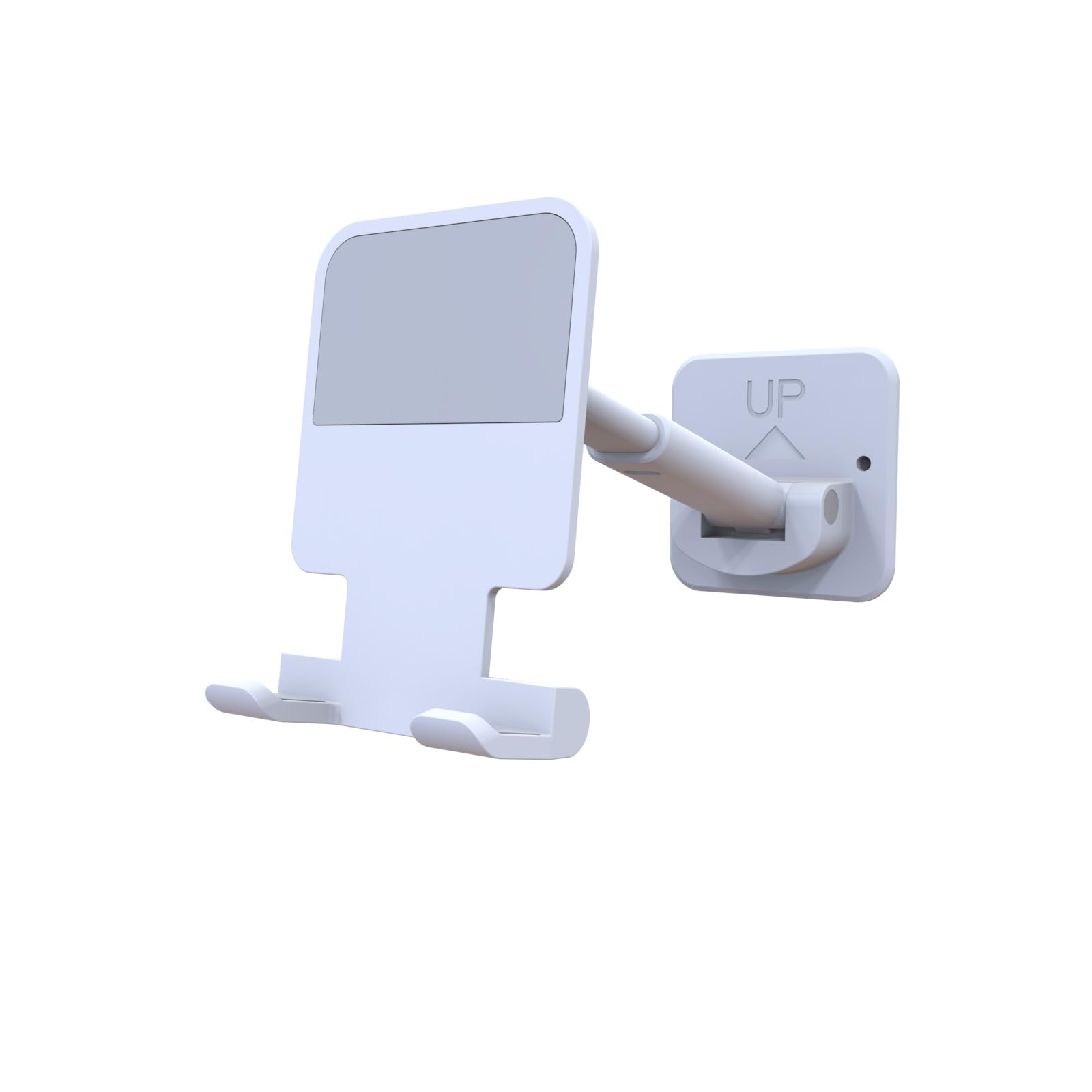 (1 Pack) White Wall Mount Phone Holder - Extendable Adjustable Cellphone Stand for Desk, Mirror, Bathroom, Bedroom, Kitchen & Office - Compatible with iPhone & All Smartphones/Tablets - Perfect for Hands-Free Viewing While Cooking, Working & Relaxing