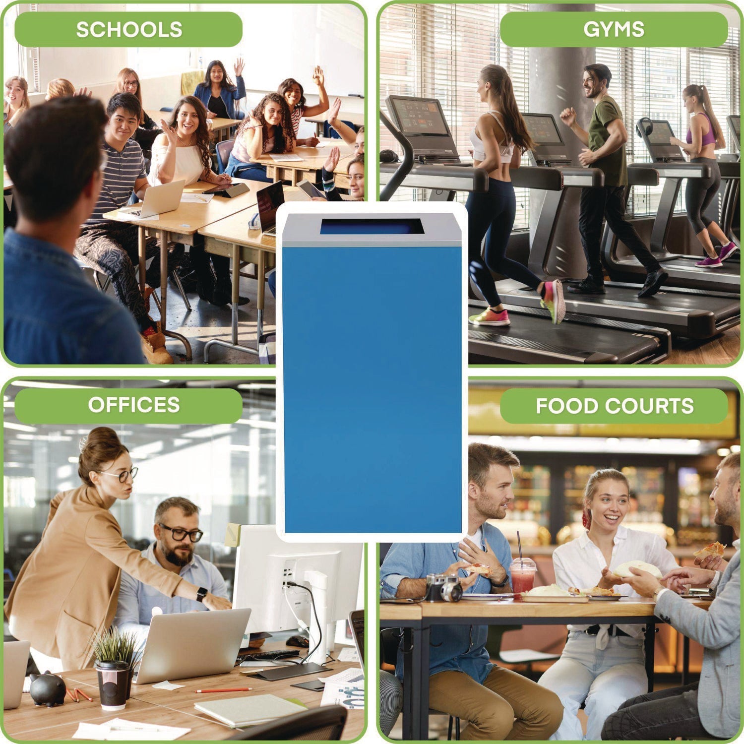 Alpine Industries 29 Gallon Steel Trash Can & Recycling Bin with Square Lid - Heavy Duty Blue Garbage Can for Kitchen, Office, Garage, or Outdoor Use