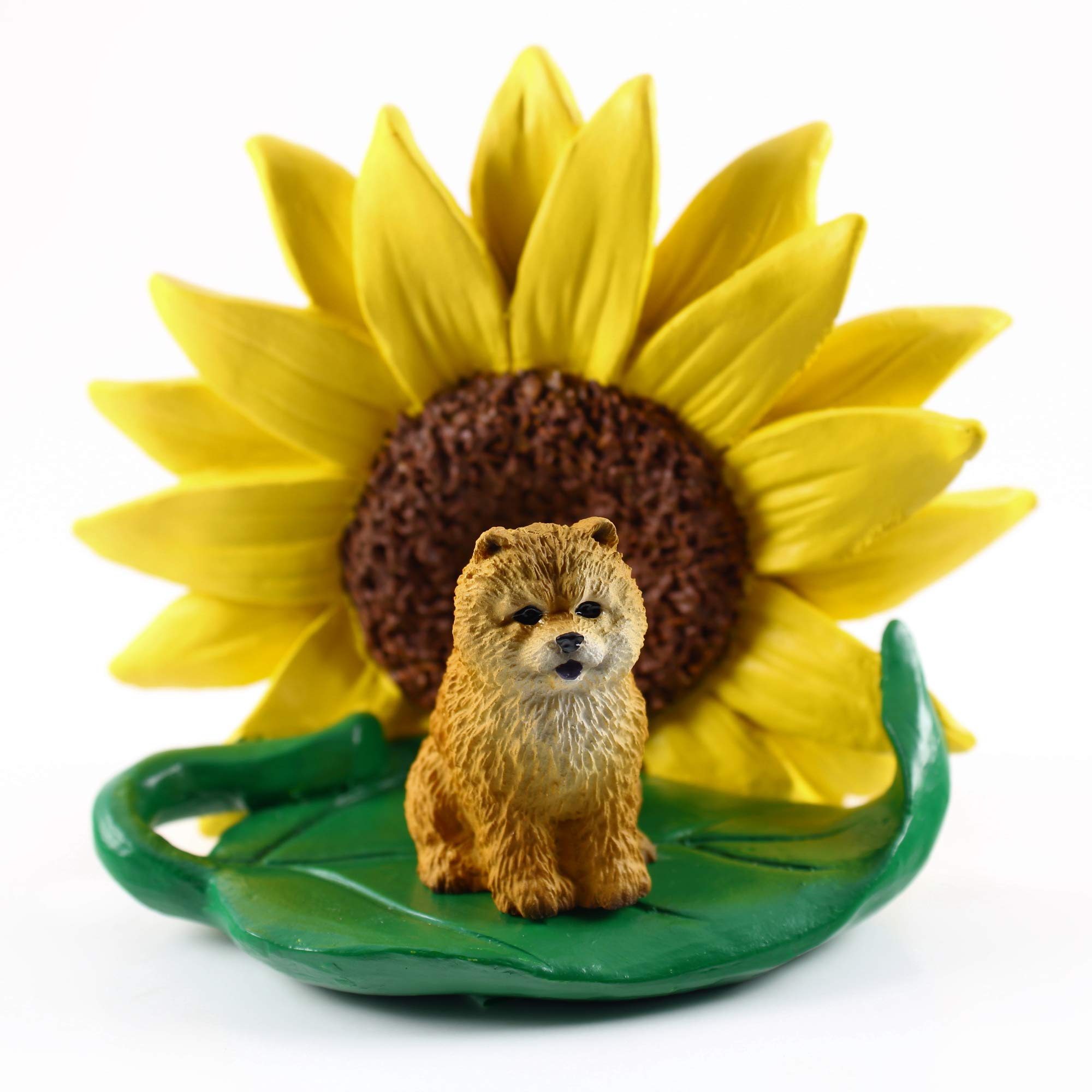 Realistic Hand-Painted Sunflower Figurine - Chow Red Sculpture for Home & Office Decor | Unique Gift for Spring Showers, Summer Nurseries & Desk Accessories | Conversation Piece & Decorative Statue