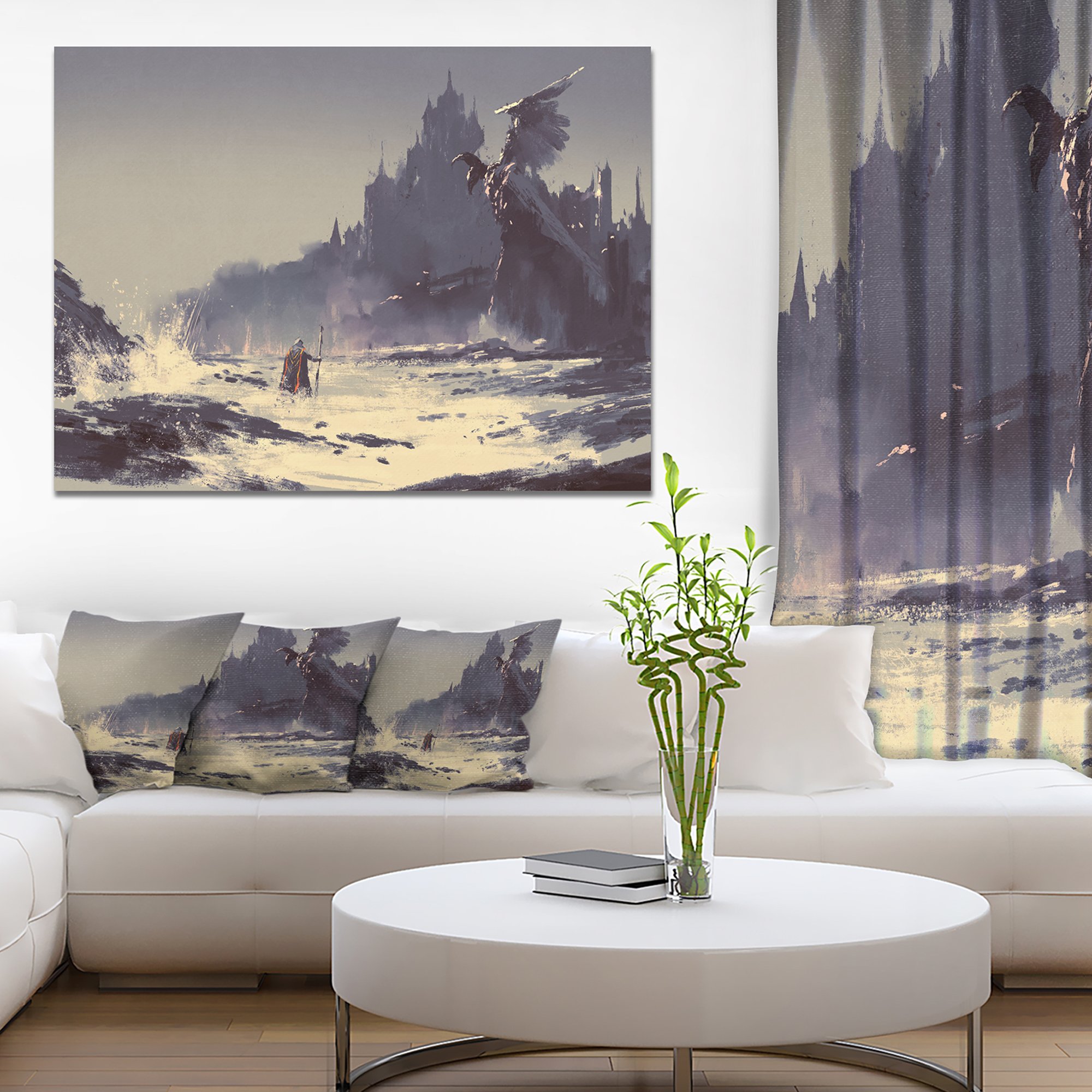 Dark Fantasy Castle Landscape Painting - Gothic Medieval Art Canvas Print for Home Decor & Wall Art | Perfect for Living Room, Bedroom, Office