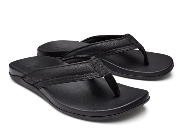Olukai Maha Black Men's Sandals - Comfortable & Durable Beach & Outdoor Footwear for Men | Perfect for Walking, Travel, and Casual Wear