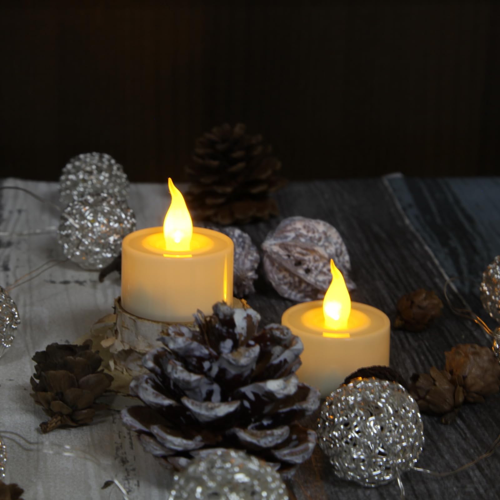 FURORA LIGHTING Ivory White LED Tealight Candles - Pack of 20 Flameless Flickering Battery Operated Candles for Home Decor, Wedding, Party & Holiday - 1.5