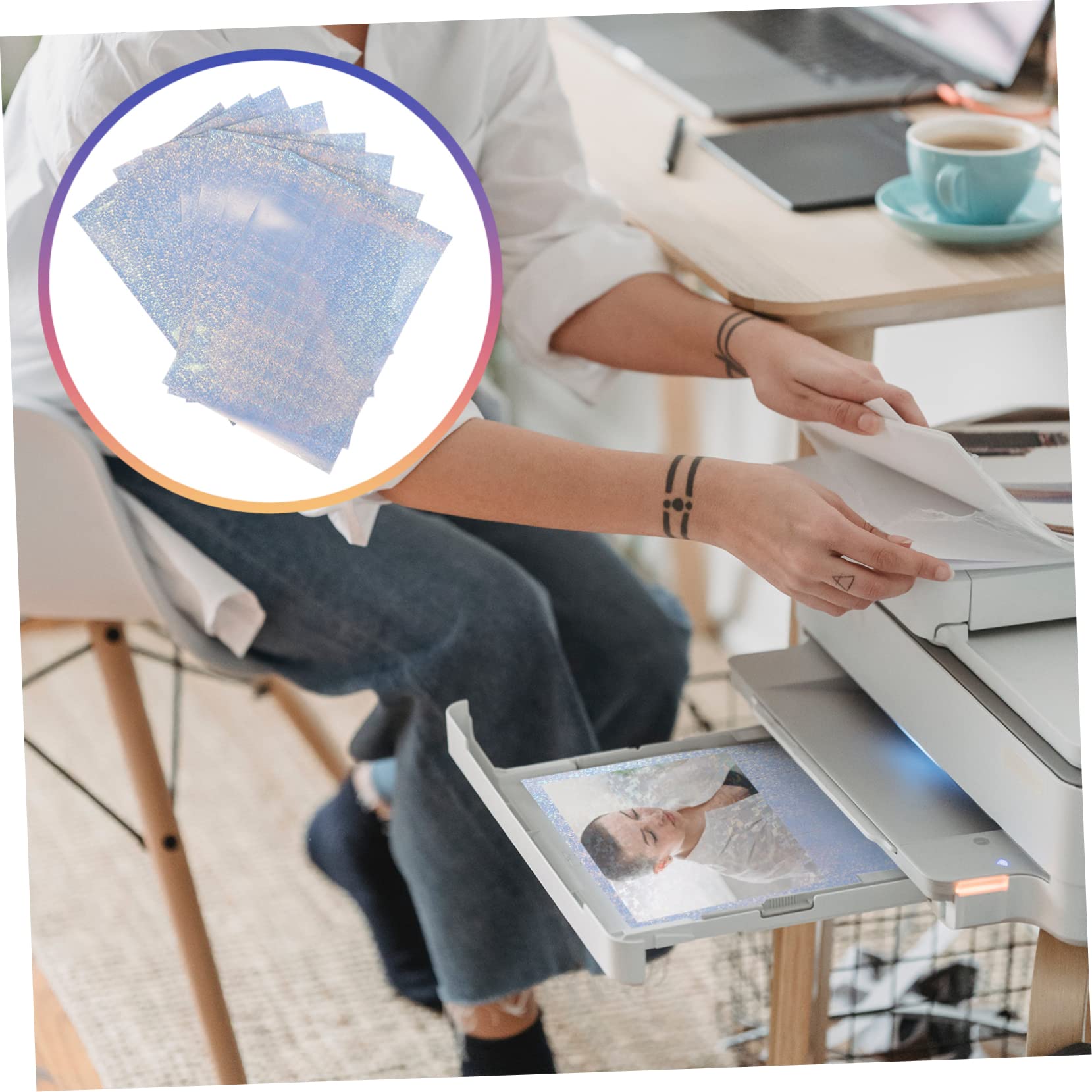 10-Pack Rainbow Printing Paper - Premium Colorful Adhesive Photo Paper for Creative Projects, Waterproof & Reflective - Perfect for Scrapbooking, DIY Crafts, and Photo Albums