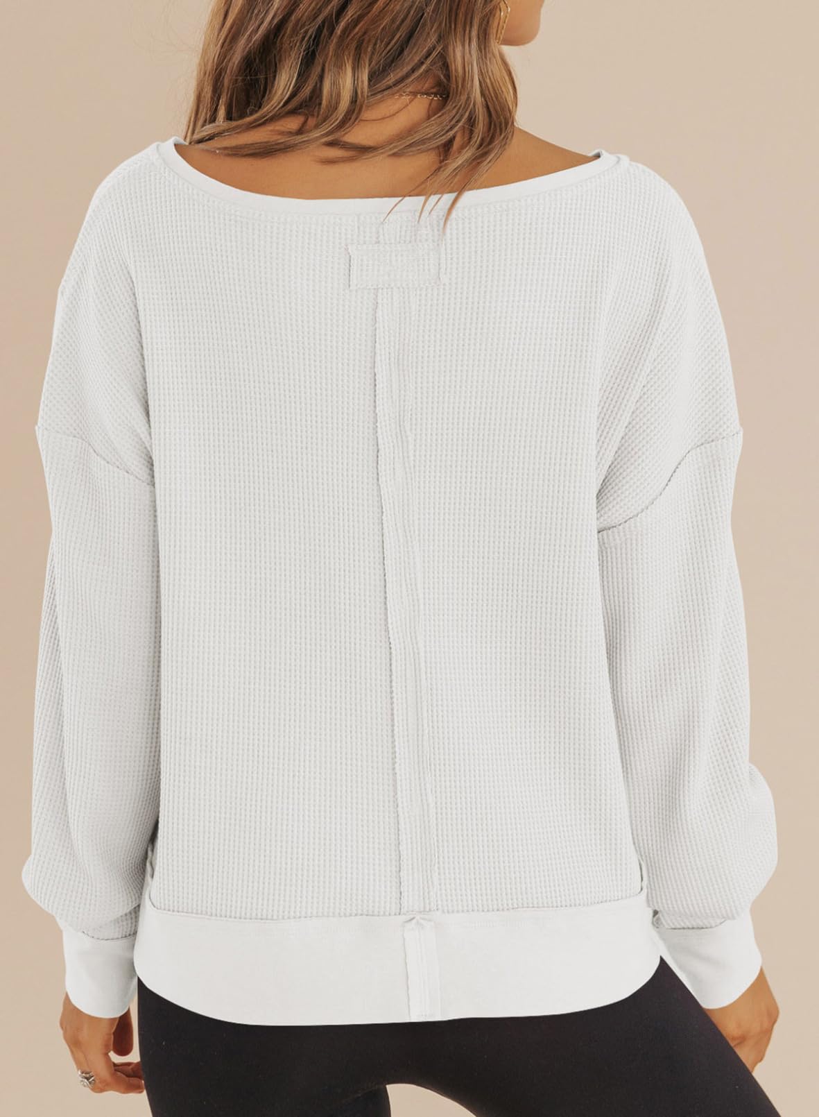 Dokotoo Women's Spring V-Neck Waffle Knit Cropped Sweater Long Sleeve Pullover Crop Top - Casual Chic Outfit for Brunch, Dating & Street Style