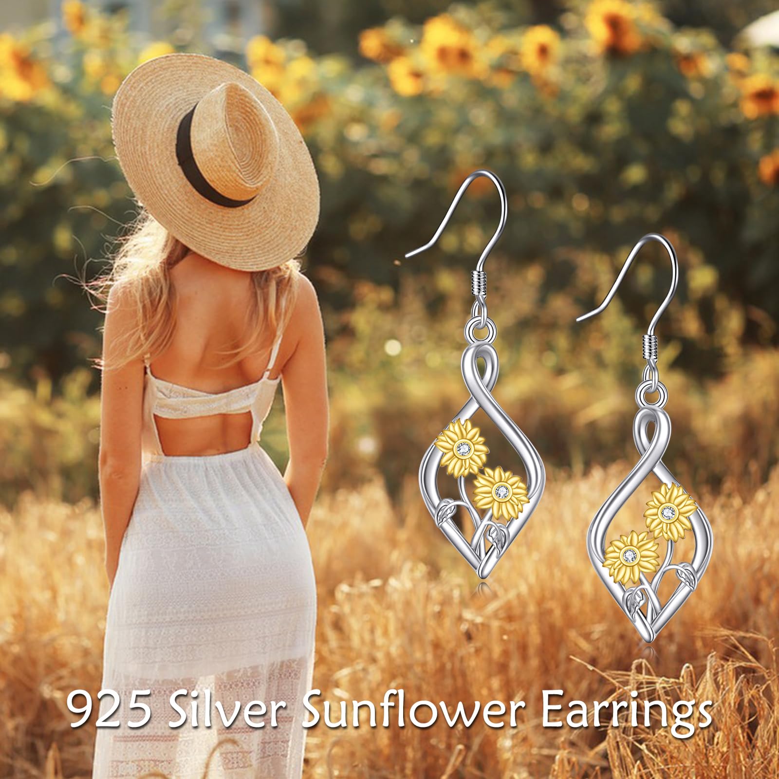 925 Sterling Silver Infinity Drop Earrings for Women - Mushroom, Daisy & Thistle Flower Dangle Earrings | Trendy Bohemian Jewelry Gift for Girls | Perfect for Parties, Weddings & Everyday Wear