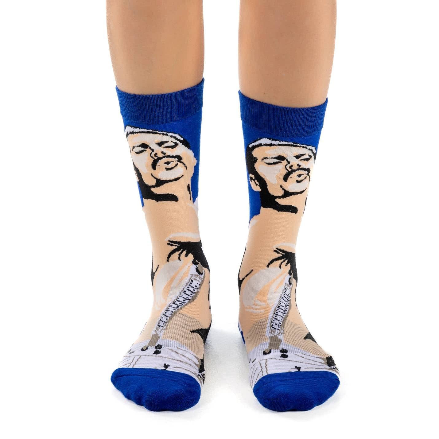 Good Luck Sock Women's Freddie Mercury Socks for Adults - Fun Queen Band Themed Crew Socks for Music Lovers, Gift Ideas & Concert Outfits