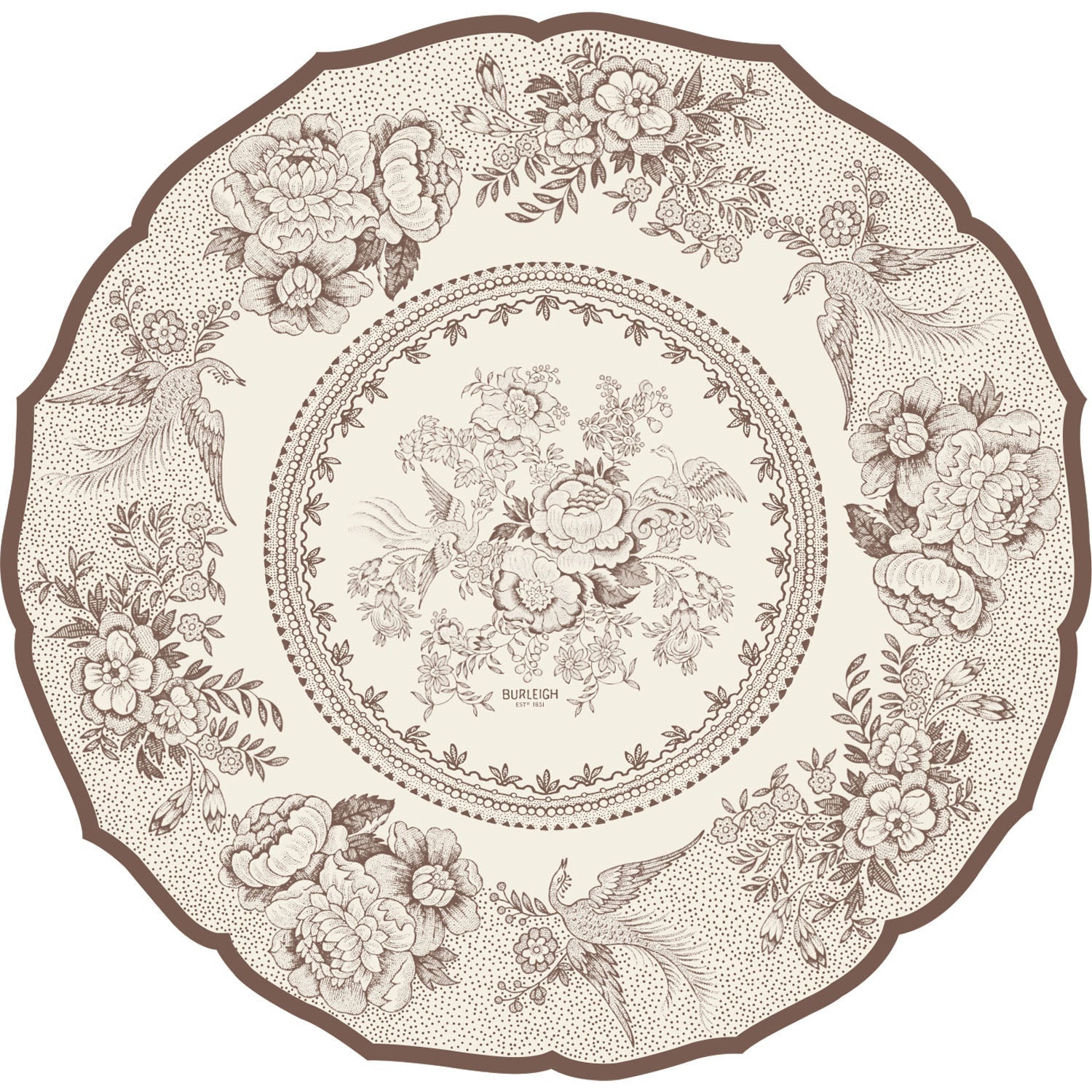 Elegant Brown Asiatic Pheasants Die-Cut Placemats - Set of 4 for Dining Table Decor, Holiday Dinner Parties, and Home Entertaining