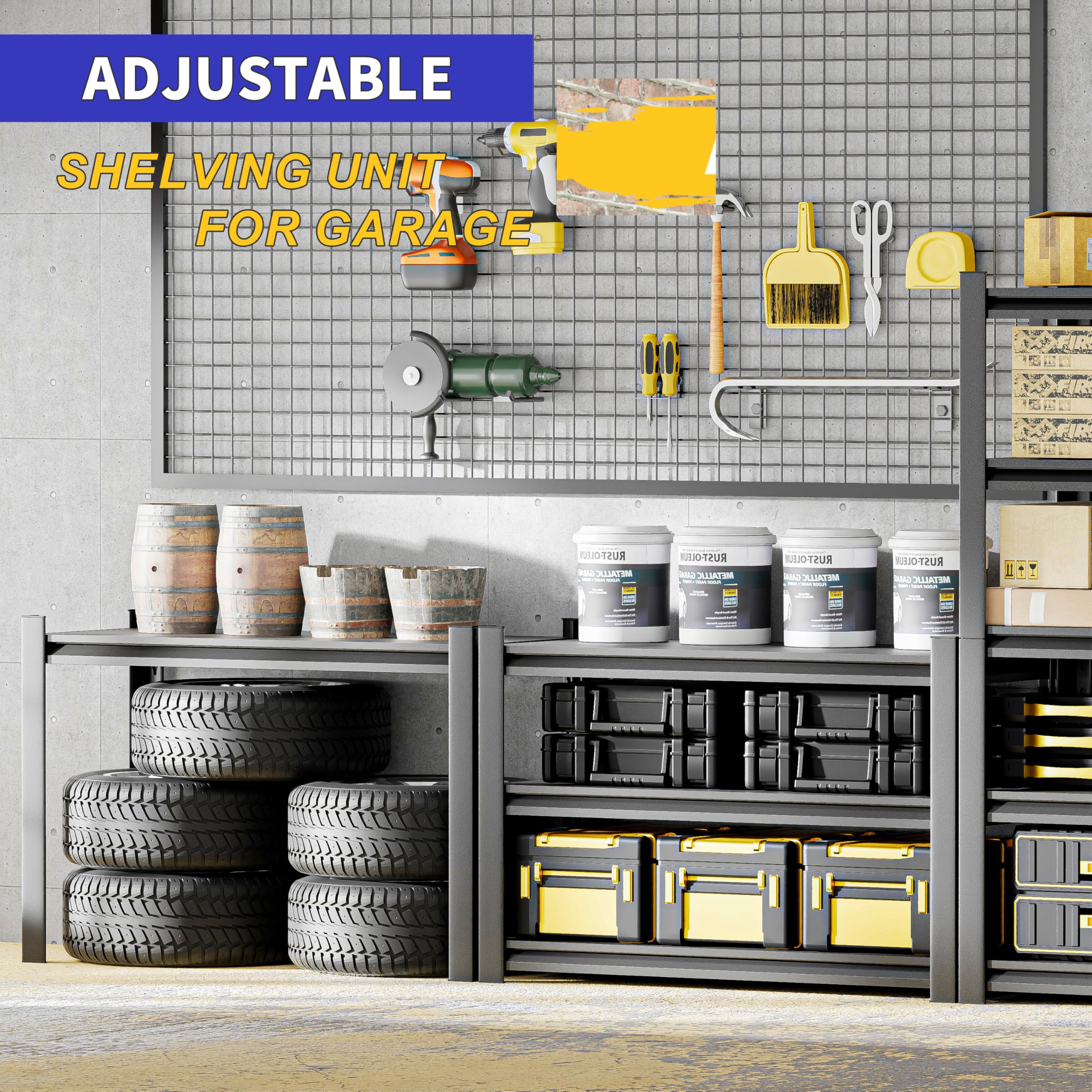 Heavy Duty 5-Tier Adjustable Metal Garage Shelving Unit 72