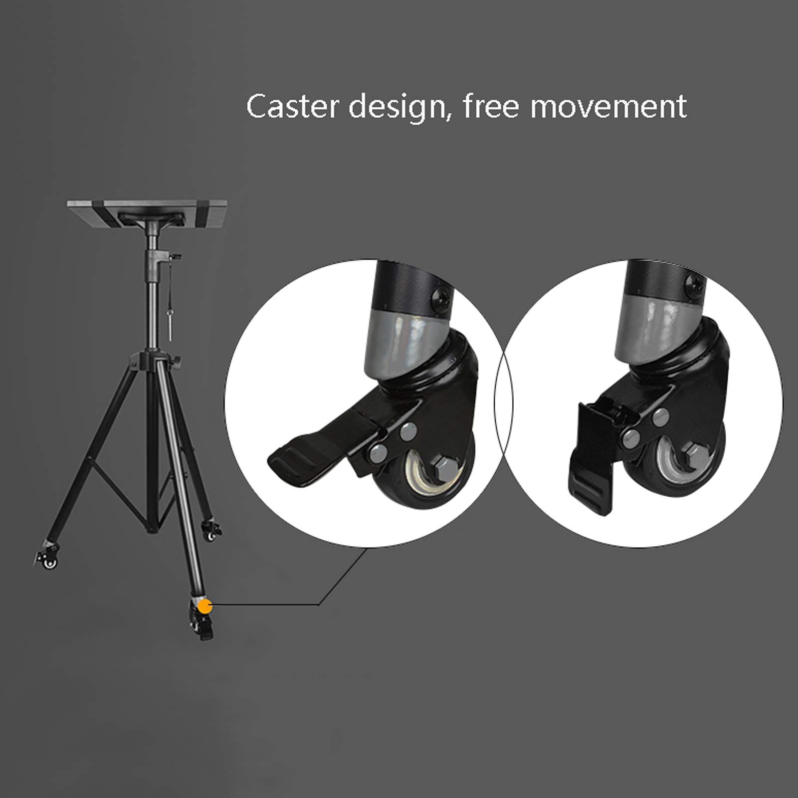 Adjustable Height Projector Mount Stand with Tray - Multifunctional DJ & Laptop Tripod, Foldable Notebook Computer Stand, Black Ceiling Mount (Brass Color) - Perfect for Home Theater, Office Presentations & DJ Equipment Setup