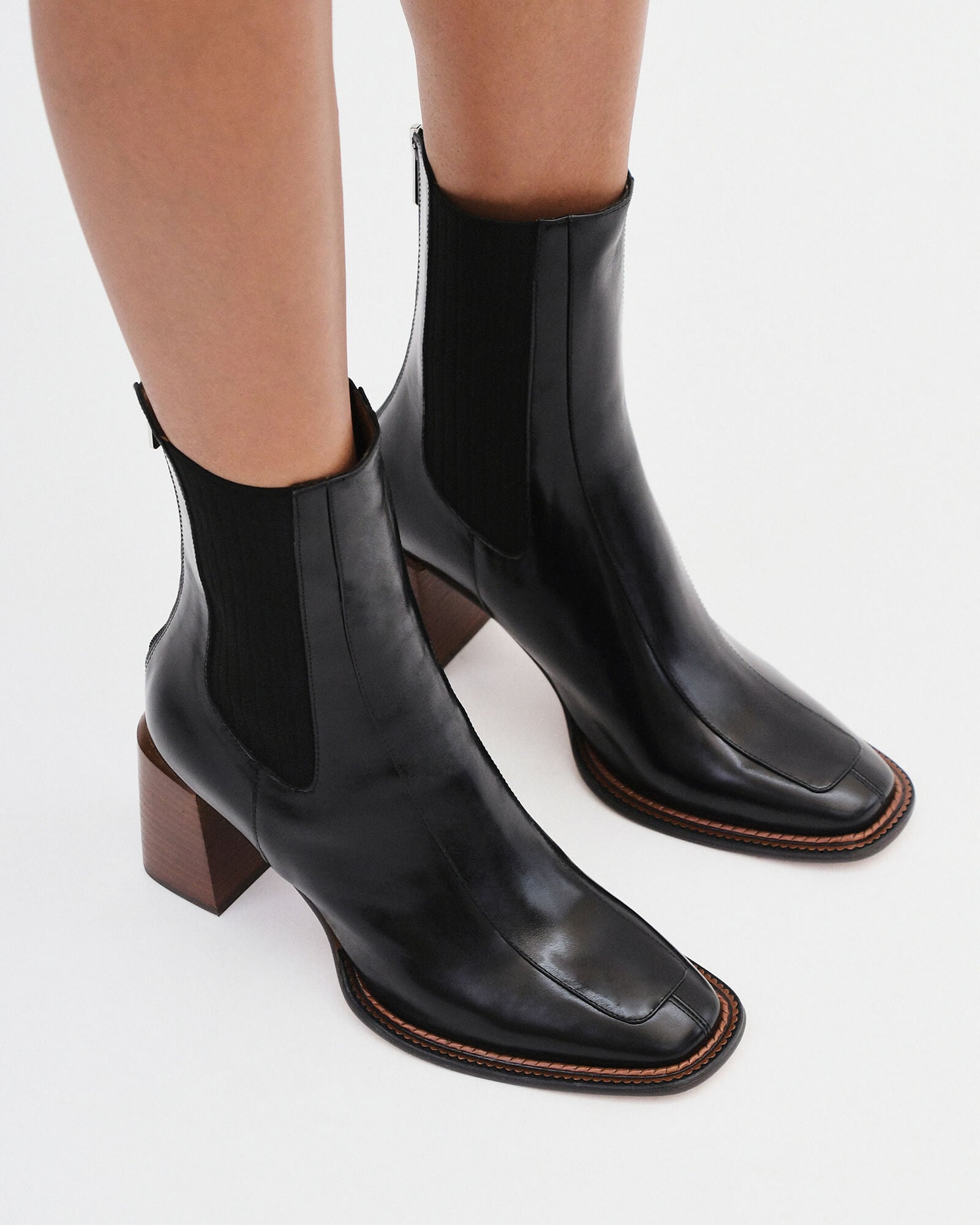 DEVINA Women's Black Leather Mid Ankle Boots - Stylish & Comfortable for Casual Wear, Office & Night Out
