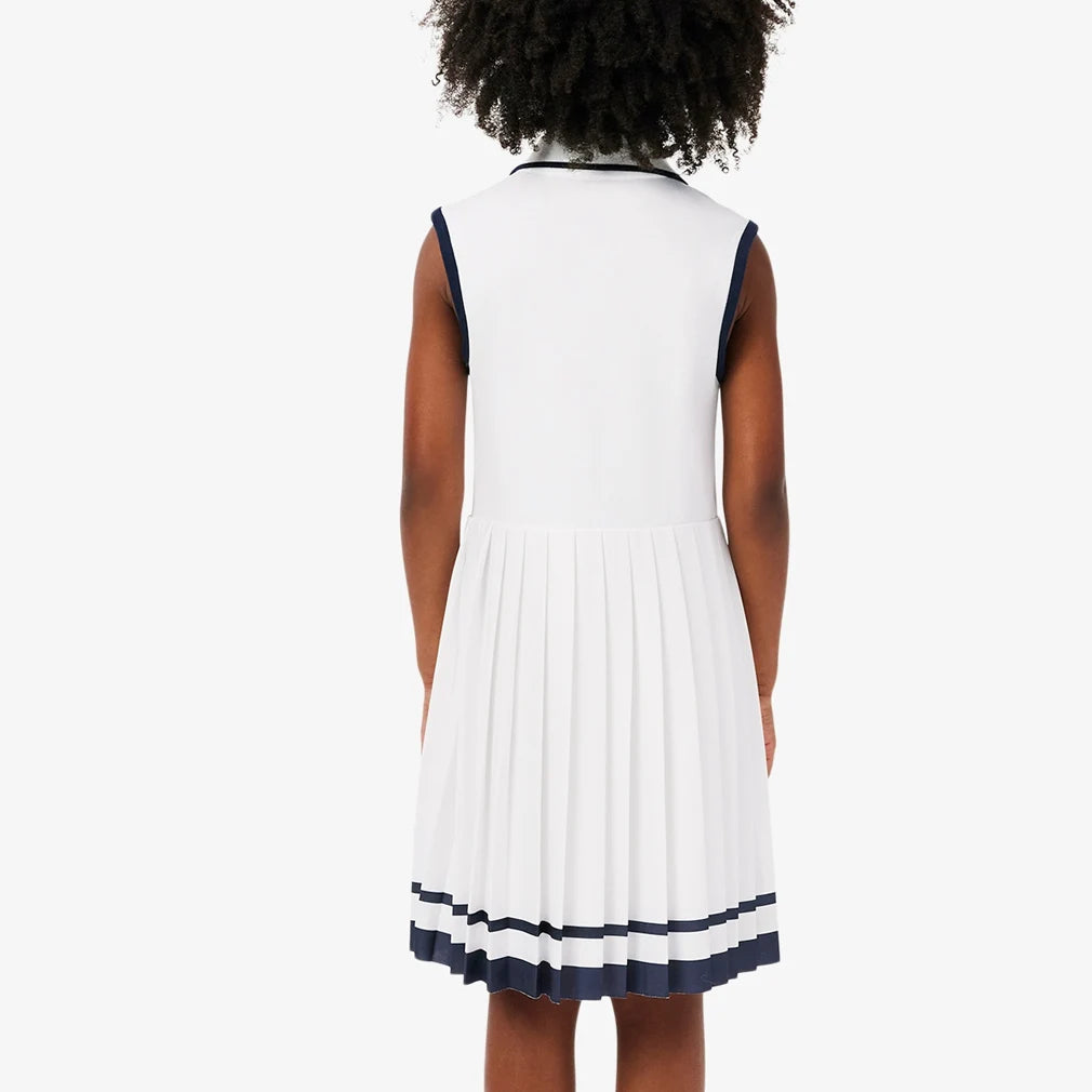 Girls' Mini Pique Tennis Dress White - Breathable & Comfortable Athletic Wear for Junior Tennis Matches & Summer Sports