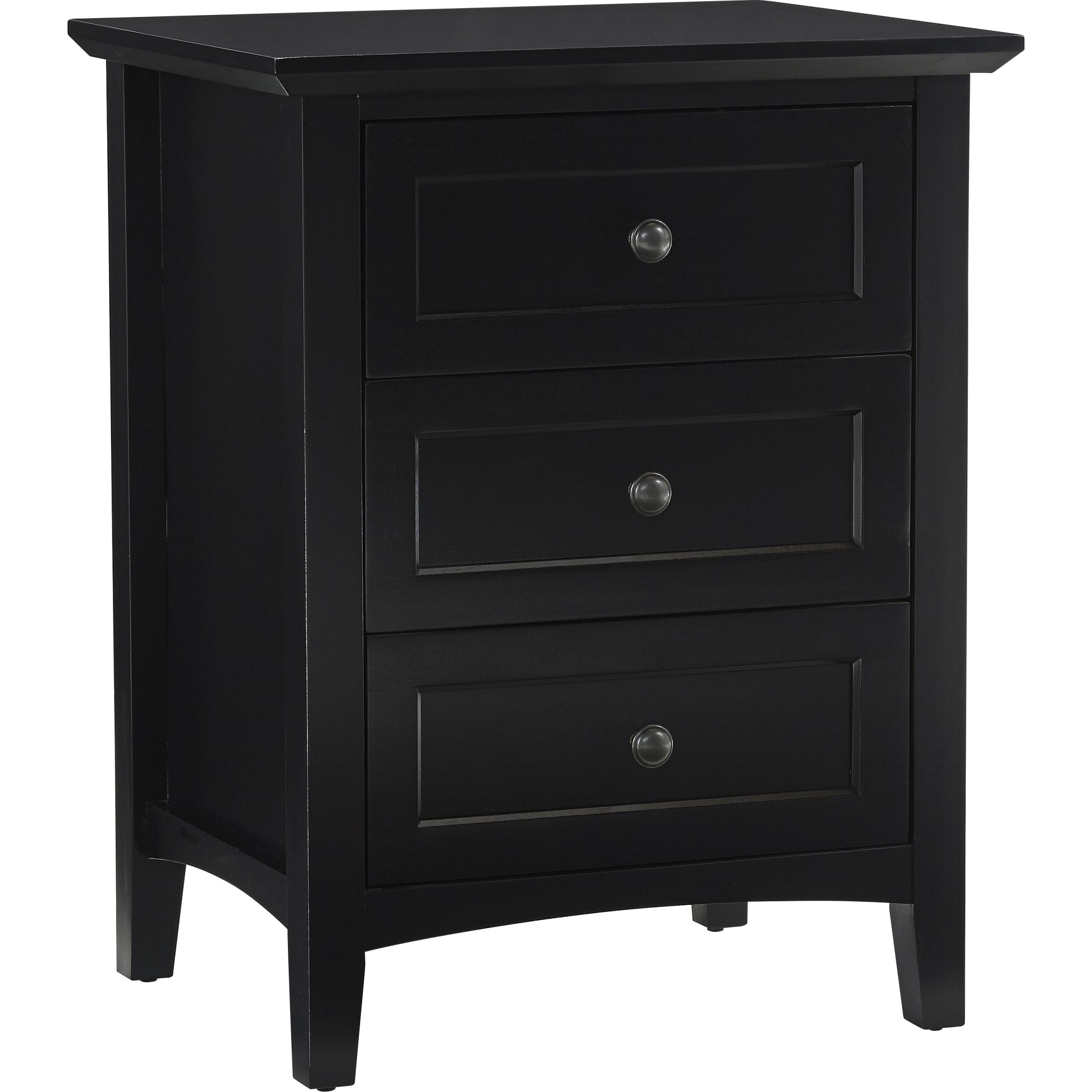 Paragon Three Drawer Nightstand in Black - Modern Bedside Table with Storage for Bedroom, Living Room & Office