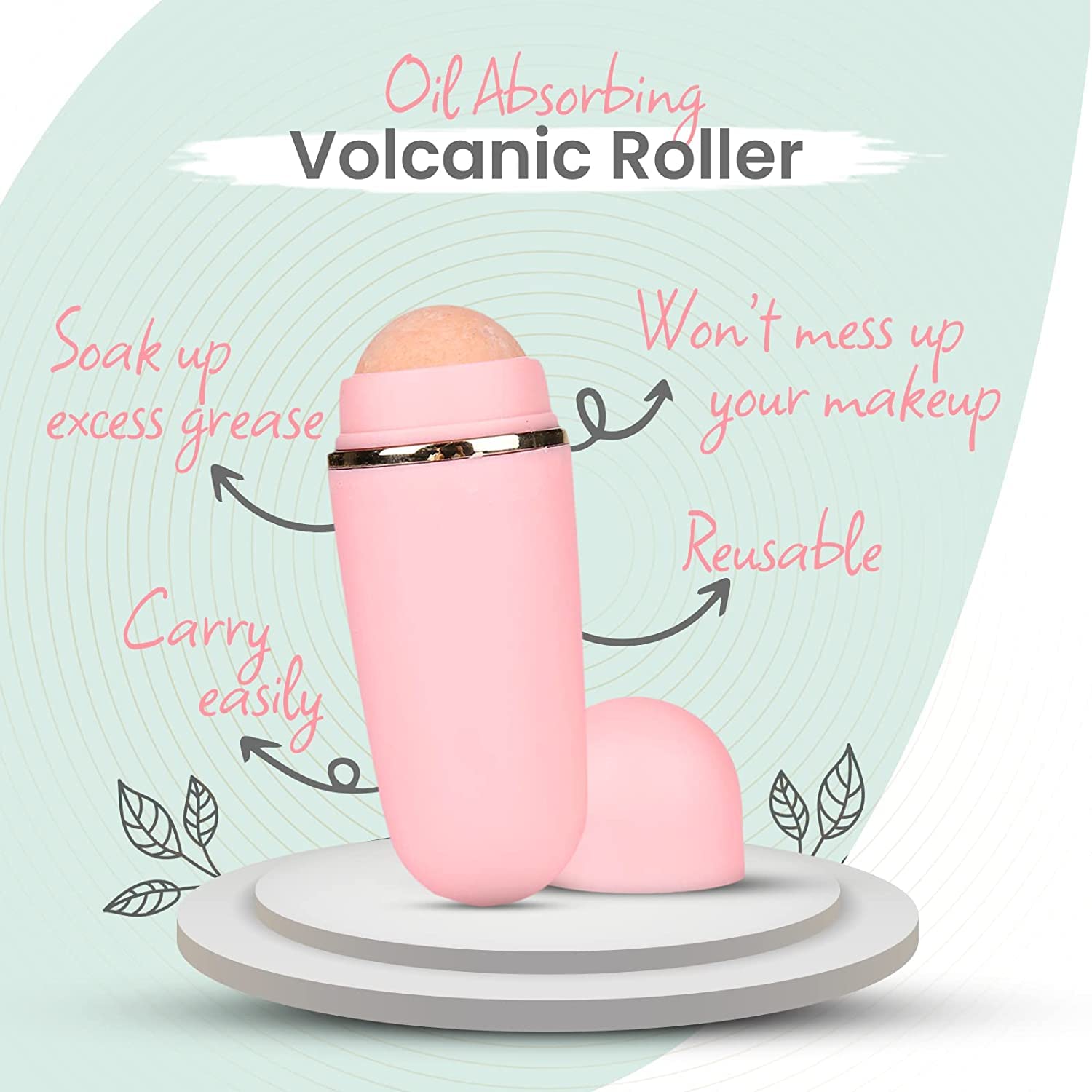 Lucario Volcanic Stone Facial Roller for Oily Skin - Oil Absorbing & Control Roller - Natural Pore Cleansing & Shine Reduction - Perfect for Daily Skincare & Makeup Prep