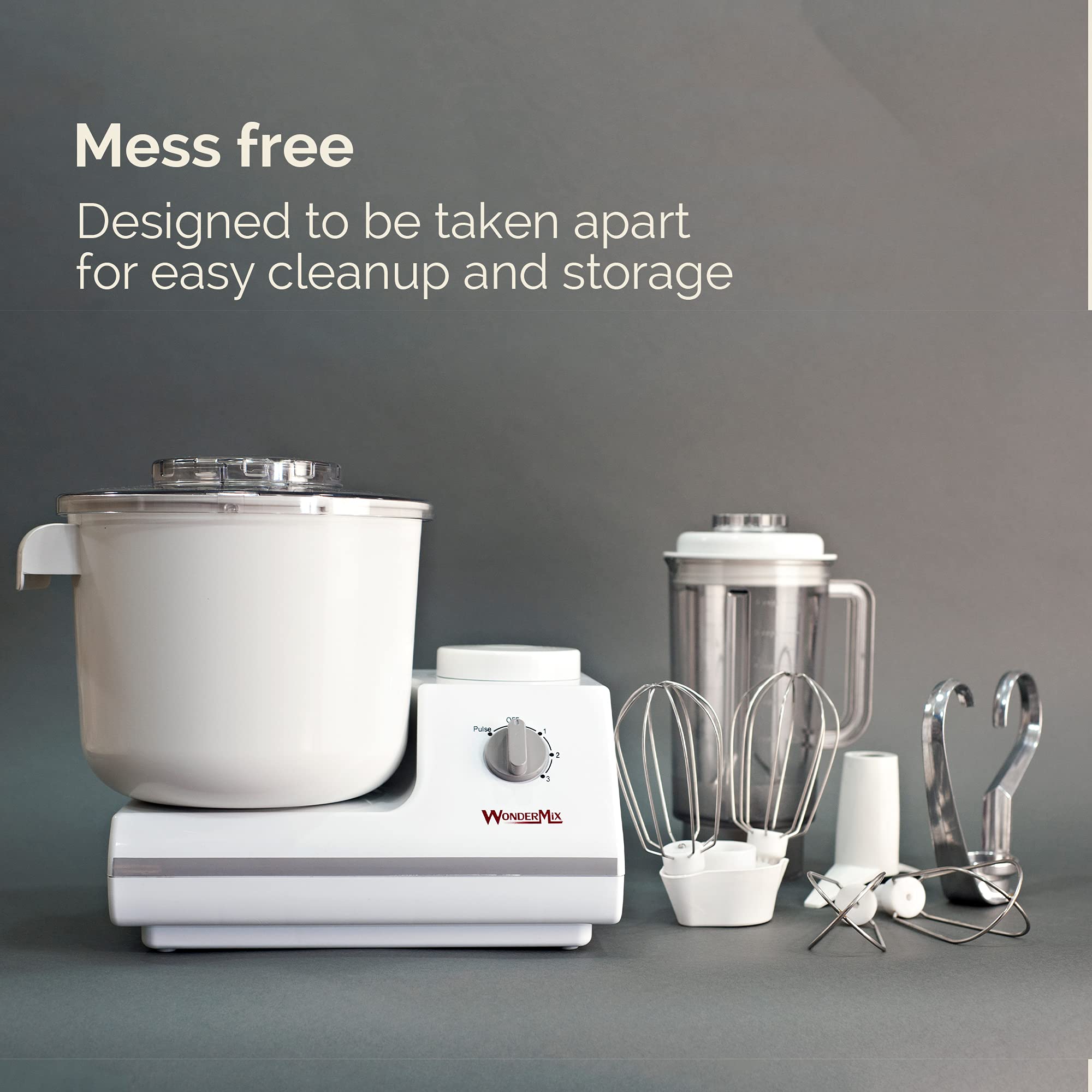 WONDERMILL Electric Stand Mixer - Complete Bread Dough Mixer with Dough Hook, Kneader & Maker - Upgraded Wondermix Revolution Kitchen Mixer for Baking Bread, Cookies, Pizza Dough & Pastries - Perfect for Home Bakers & Professional Kitchens