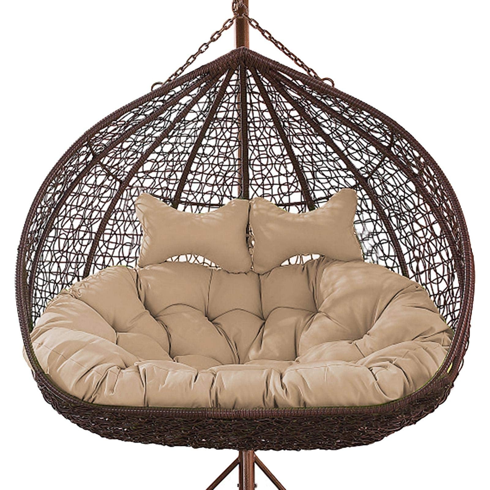 LQPHY Double Swing Chair Cushion with Head Pillow - 150x110cm Outdoor Hanging Seat Pad for Hammock, Egg Chair & Basket Swing - Waterproof Patio Garden Cushion (Chair Not Included) - Perfect for Backyard Relaxation, Porch Swinging & Sunroom Lounging