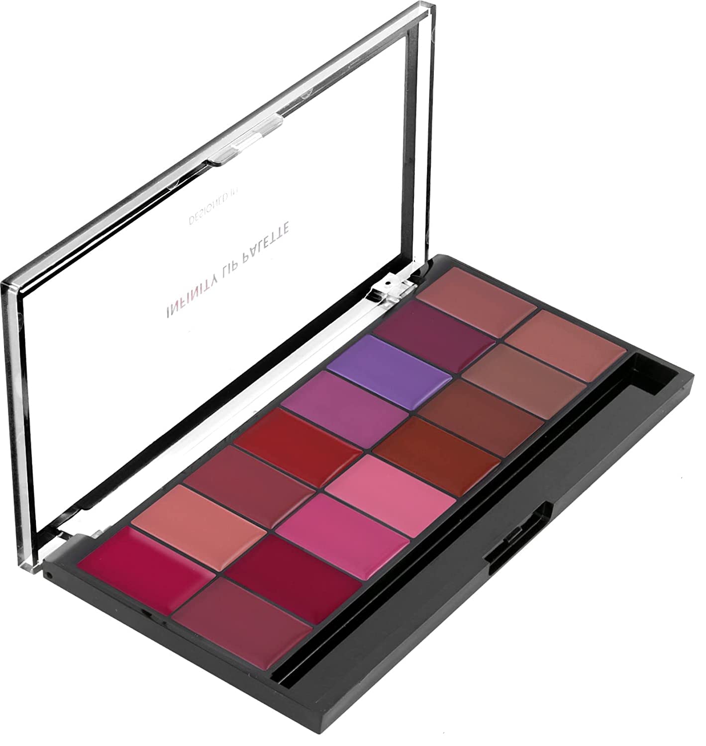 New Infinity Lip Palette - 16 Demi Matte Lipstick Colors, Buildable & Blendable, Includes Free Spatula Applicator (Multicolor, 36g) | Perfect for Professional Makeup Artists, Daily Wear & Creative Lip Art Looks