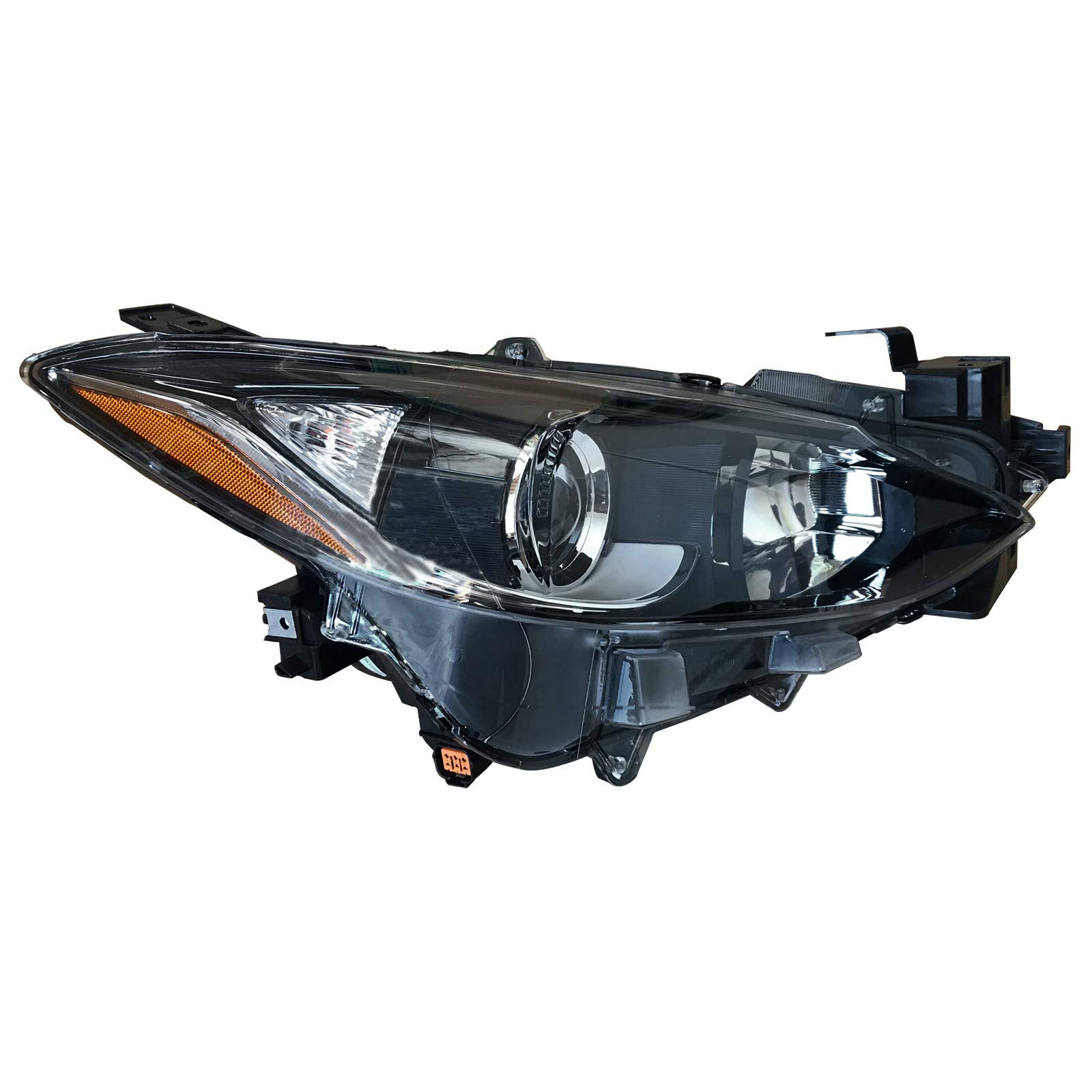 High-Performance Aftermarket Halogen Projector Headlights Assembly Set - Compatible with 2014-2016 Mazda 3 (Replaces MA2502144 & MA2503144) - Driver & Passenger Side Pair - Enhanced Night Visibility for Safer Driving