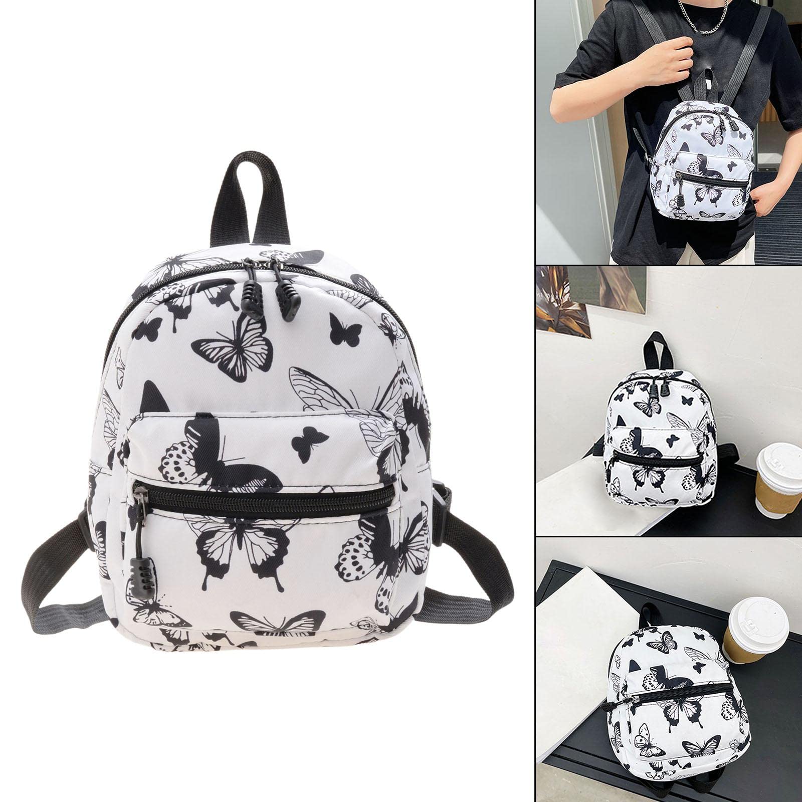 MYADDICTION Fashion Small Backpack for Women - Stylish Daypack Knapsack Rucksack Handbag with Butterfly Design, Perfect for Travel, School & Daily Use | Black Backpack for Girls & Teens