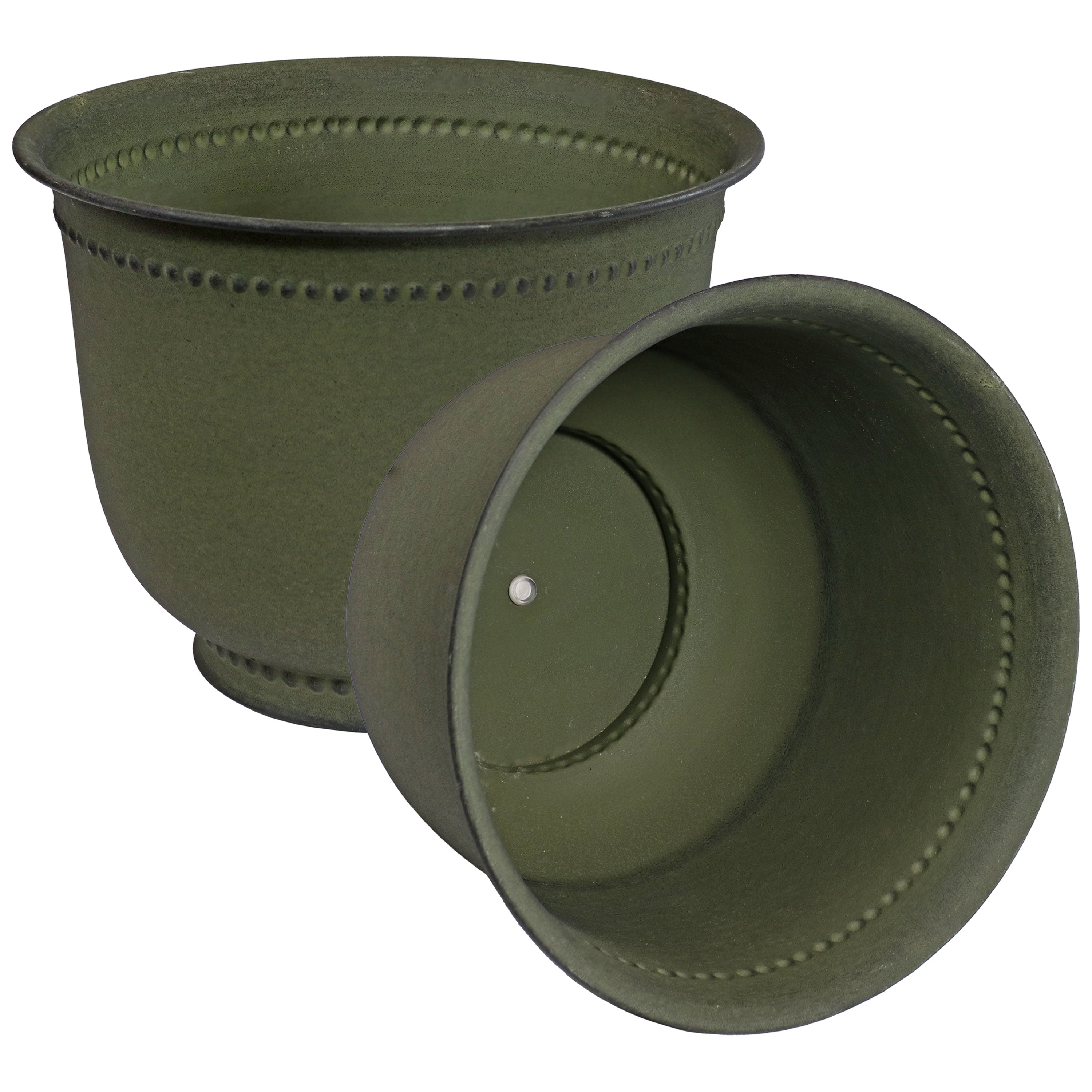 Sunnydaze Michael Metal Outdoor Plant Pots - 14.5 Inch Rust-Resistant Garden Planter for Patio, Balcony & Backyard Decor