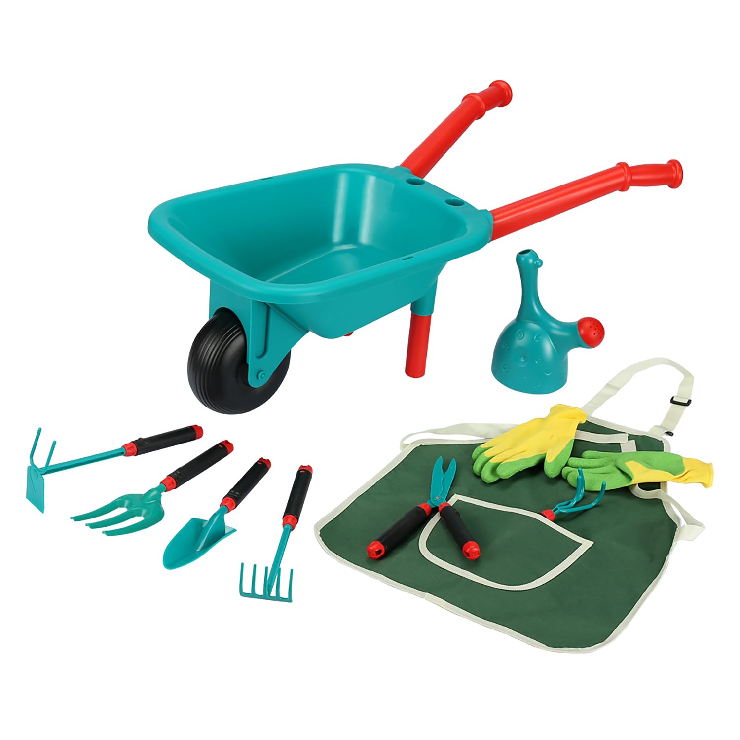 **Kids Gardening Tool Set - 12-Piece Wheelbarrow, Watering Can, Gloves, Pruner, Rake, Hoe, Shovel & Apron for Toddlers - Outdoor & Indoor Gardening Toys for Boys & Girls - Perfect for Backyard, School Projects & STEM Learning**