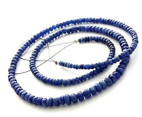 Natural Blue Sapphire Faceted Beads - 2mm to 4mm Rondelle Gemstone Beads Strand (19 Inch) | High Quality Loose Beads for Jewelry Making | Perfect for Necklaces, Bracelets & DIY Craft Projects | MVG-33049 GemAbyss