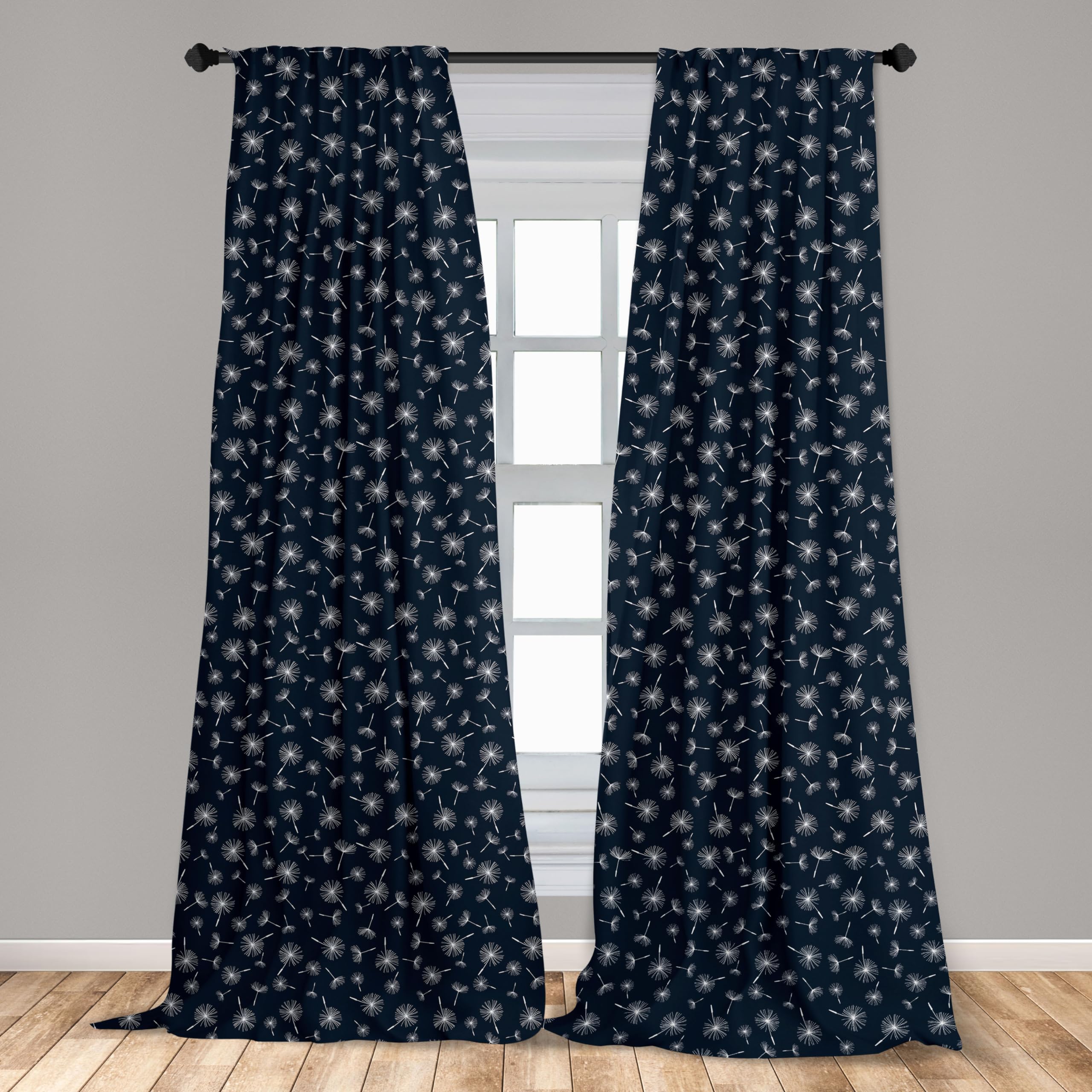 Ambesonne Dandelion Window Curtains - Abstract Floral Botanical Design, Lightweight 2-Panel Set with Rod Pocket (28
