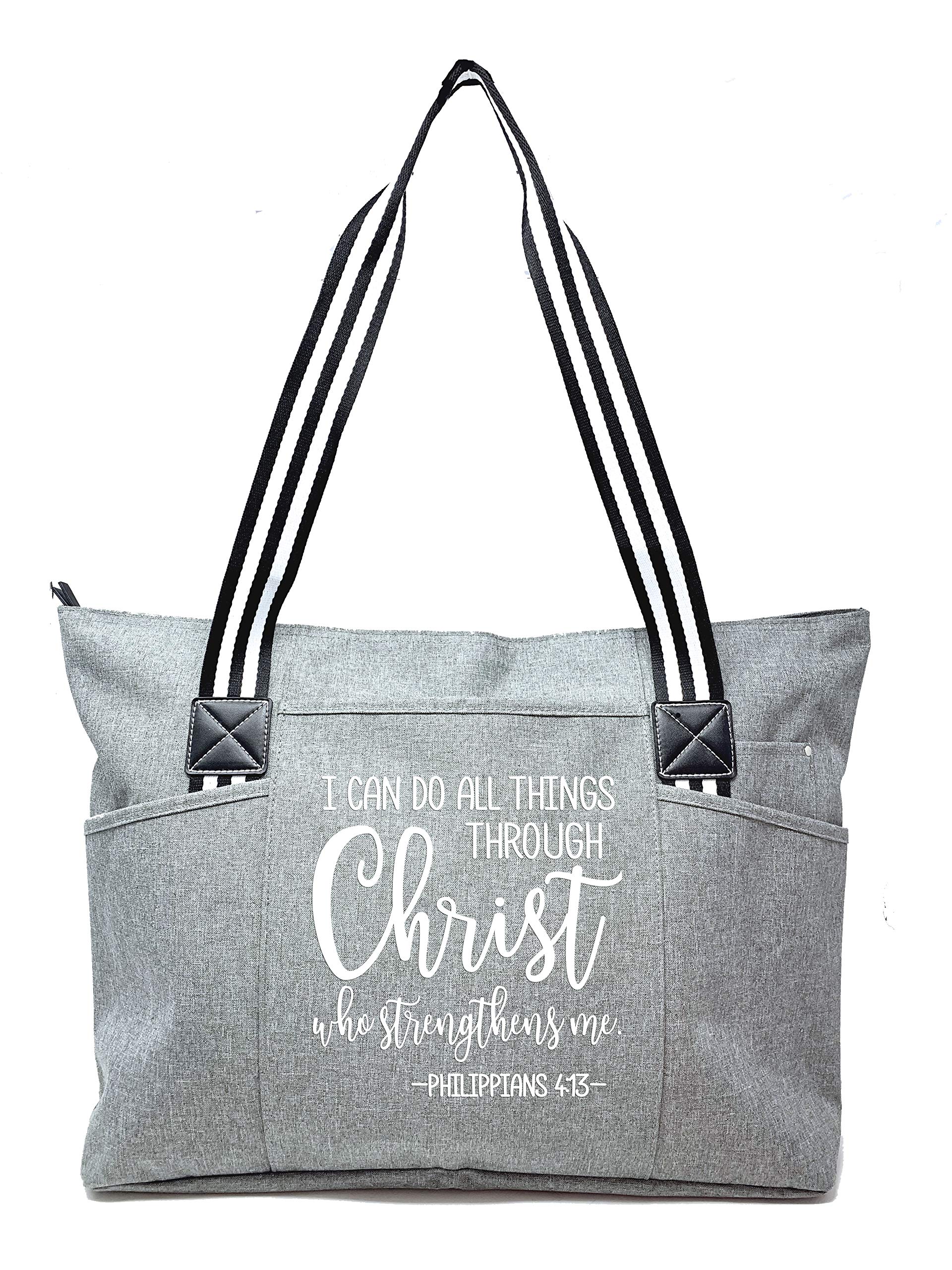Brooke & Jess Designs Large Zippered Inspirational Tote Bags for Women - Christian Gift Ideas - Perfect for Church, Bible Study & Daily Use