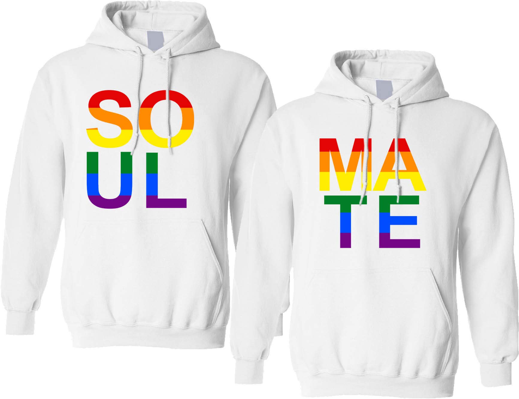 ALLNTRENDS 2-Pack Matching Couple Hoodies - Soul Mate Pride Sweatshirts for Men, LGBTQ+ Gifts, Valentine's Day & Anniversary Presents - Cozy Unisex Pullover for Date Nights & Pride Events