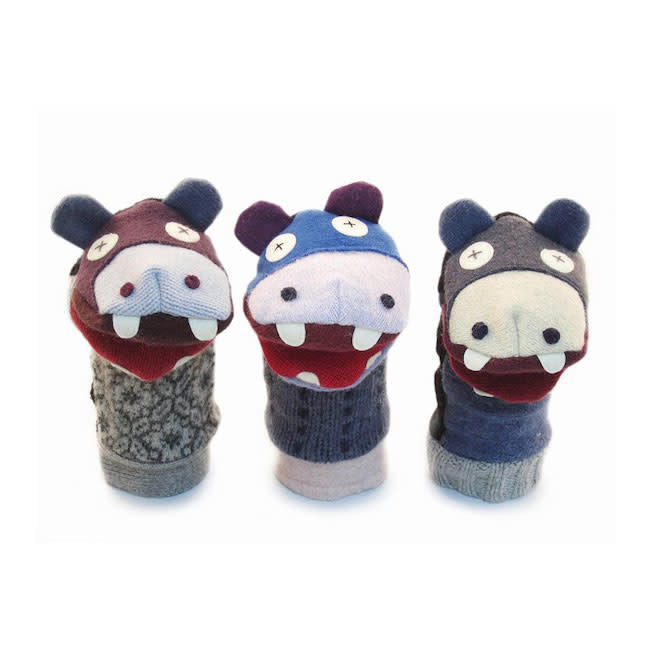 Cate & Levi Wool Animal Puppet - Adorable Handmade Hippo Plush Toy for Kids | Perfect for Storytelling, Imaginative Play & Gifts
