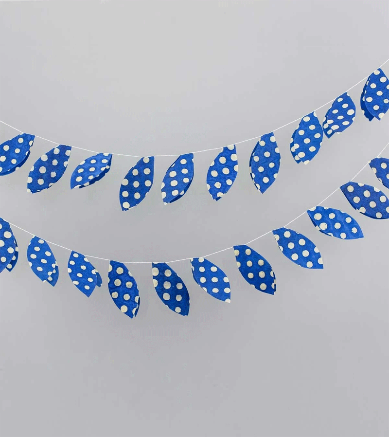 Blue Leaf Tora Garland by AfroArt - Handmade African Wall Decor for Boho Home, Wedding & Party Decoration