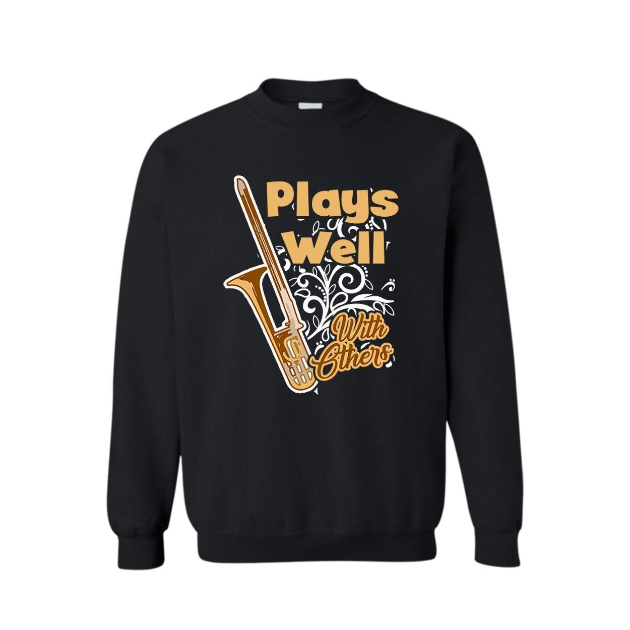 Addblue Play Trombone Graphic Sweatshirt - Long Sleeve Casual Pullover for Musicians & Band Lovers - Perfect for Music Rehearsals, Concerts & Casual Wear