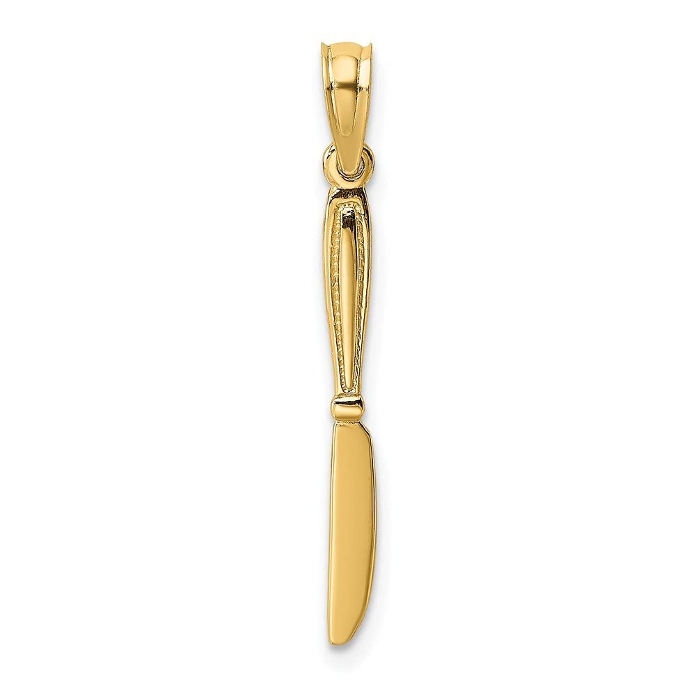 14k Yellow Gold 3D Polished Table Knife Charm Pendant - Elegant Fine Jewelry for Women | Perfect Gift for Birthdays, Anniversaries & Special Occasions | Diamond2Deal
