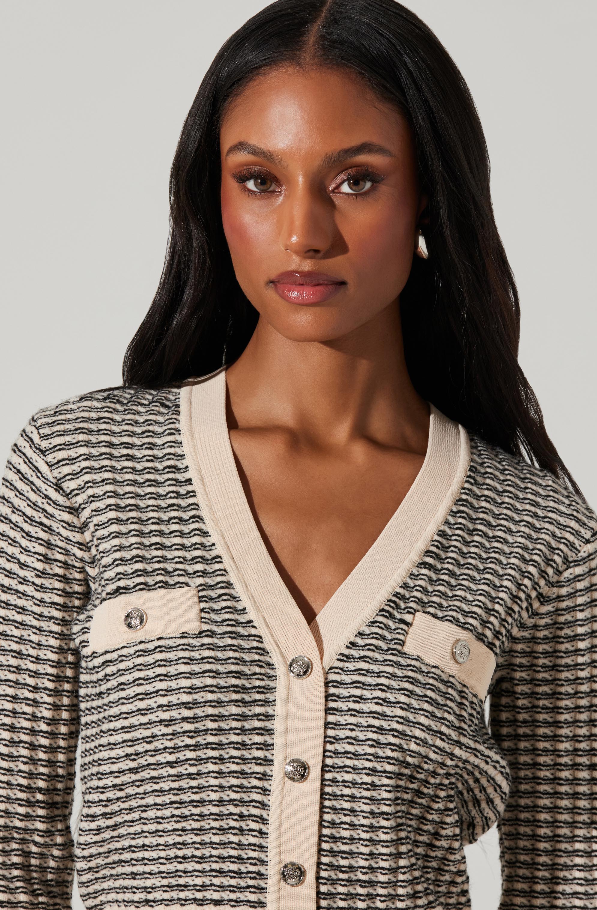 Ellory Striped Cardigan for Women - Soft Knit Long Sleeve Open Front Sweater - Perfect for Fall & Winter Layering, Office Wear & Casual Outfits