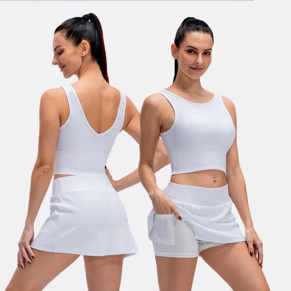 Women's Workout Crop Tank Tops - Sleeveless Reversible Ribbed Yoga Tops for Summer | Gym, Running & Casual Wear