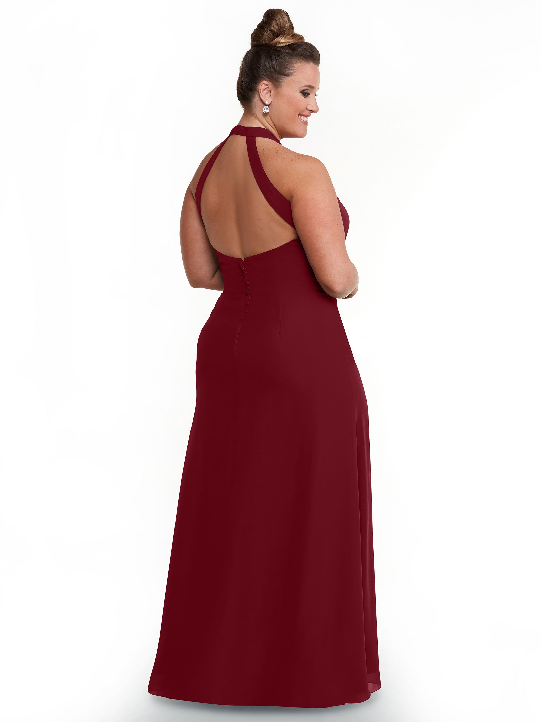 Elegant 80138 Chiffon A-Line Bridesmaid Dress with Keyhole Halter Neckline - Perfect for Weddings, Formal Events & Special Occasions