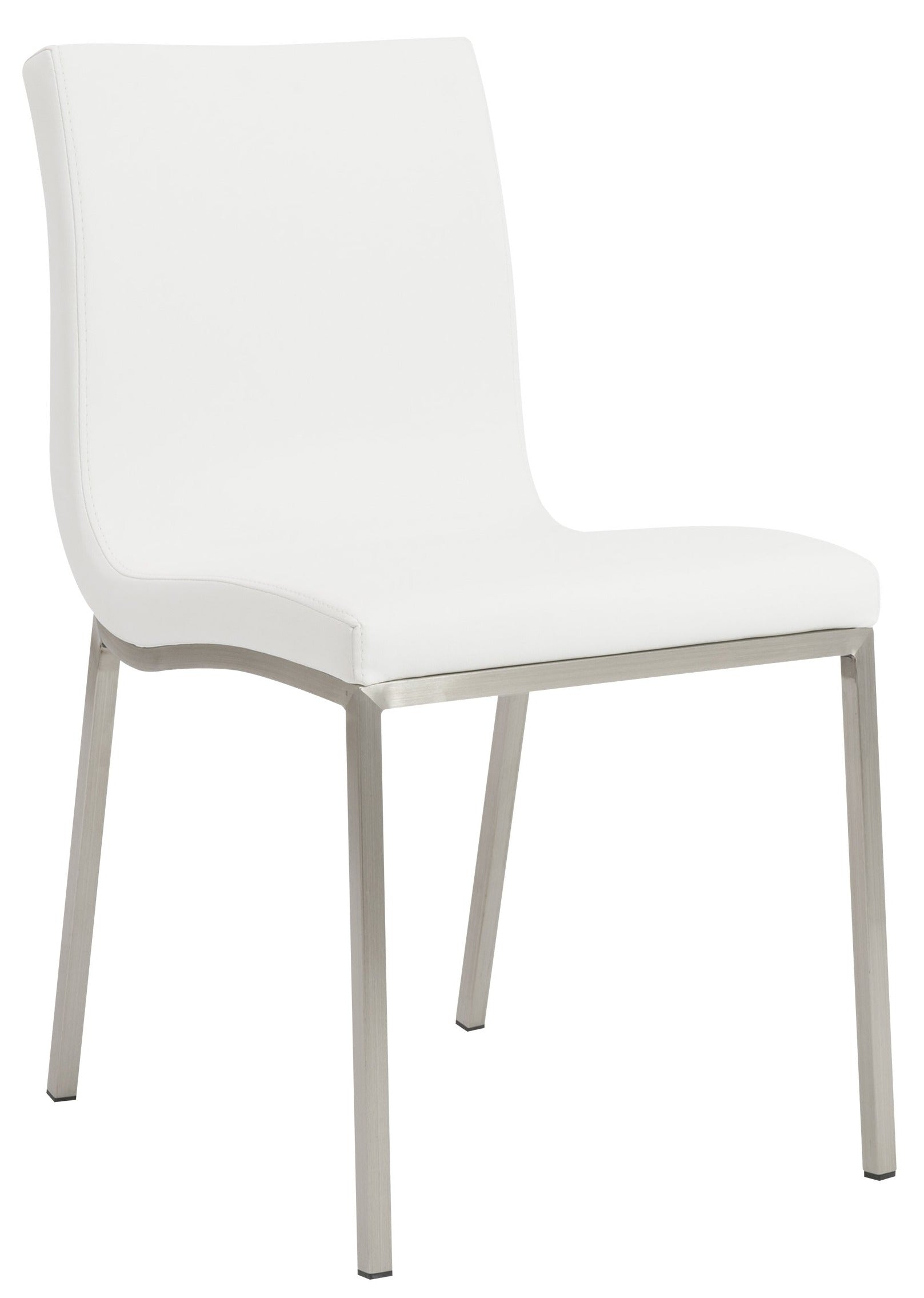 Eurostyle Scott Side Leather Chair with Stainless Steel Legs - Set of 2 Modern Dining Chairs (80960GRY) | Perfect for Kitchen, Dining Room & Office Workspace