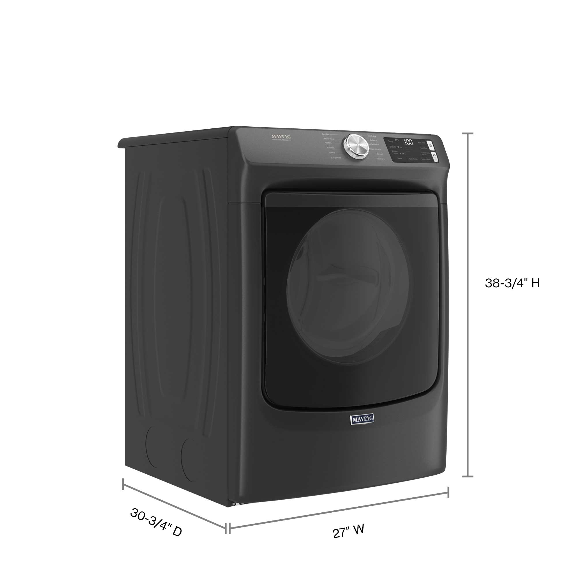 Maytag MGD6630MBK 7.3 cu. ft. Gas Dryer - Volcano Black, Extra Power & Quick Dry Cycle for Large Loads | Perfect for Family Laundry & Heavy-Duty Use