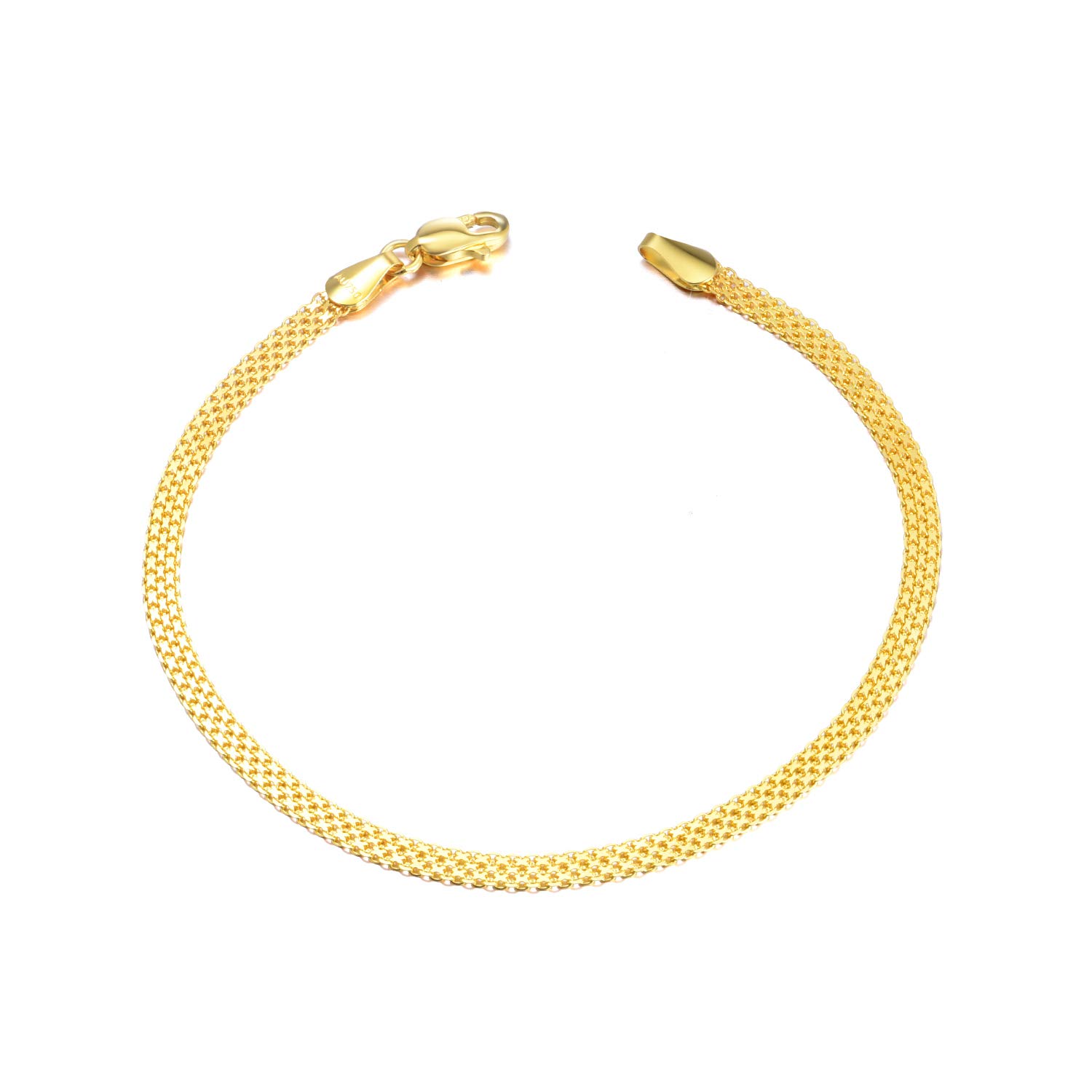 18K Solid Gold Italian Mesh Link Chain Bracelet for Women - 2.8mm Width, Adjustable 6.4-7.5 Inch - Luxury Fine Jewelry Gift for Her - Perfect for Weddings, Anniversaries & Special Occasions