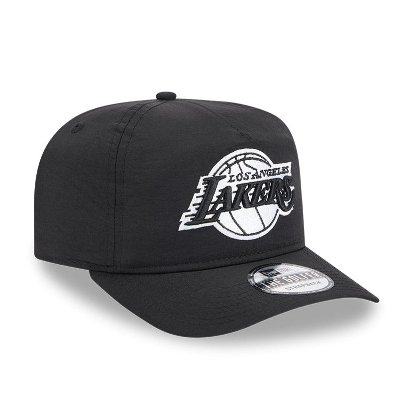 New Era Los Angeles Lakers Strapback Hat - Black Nylon Golf & Casual Cap for Men & Women - Perfect for Sports, Outdoors & Everyday Wear
