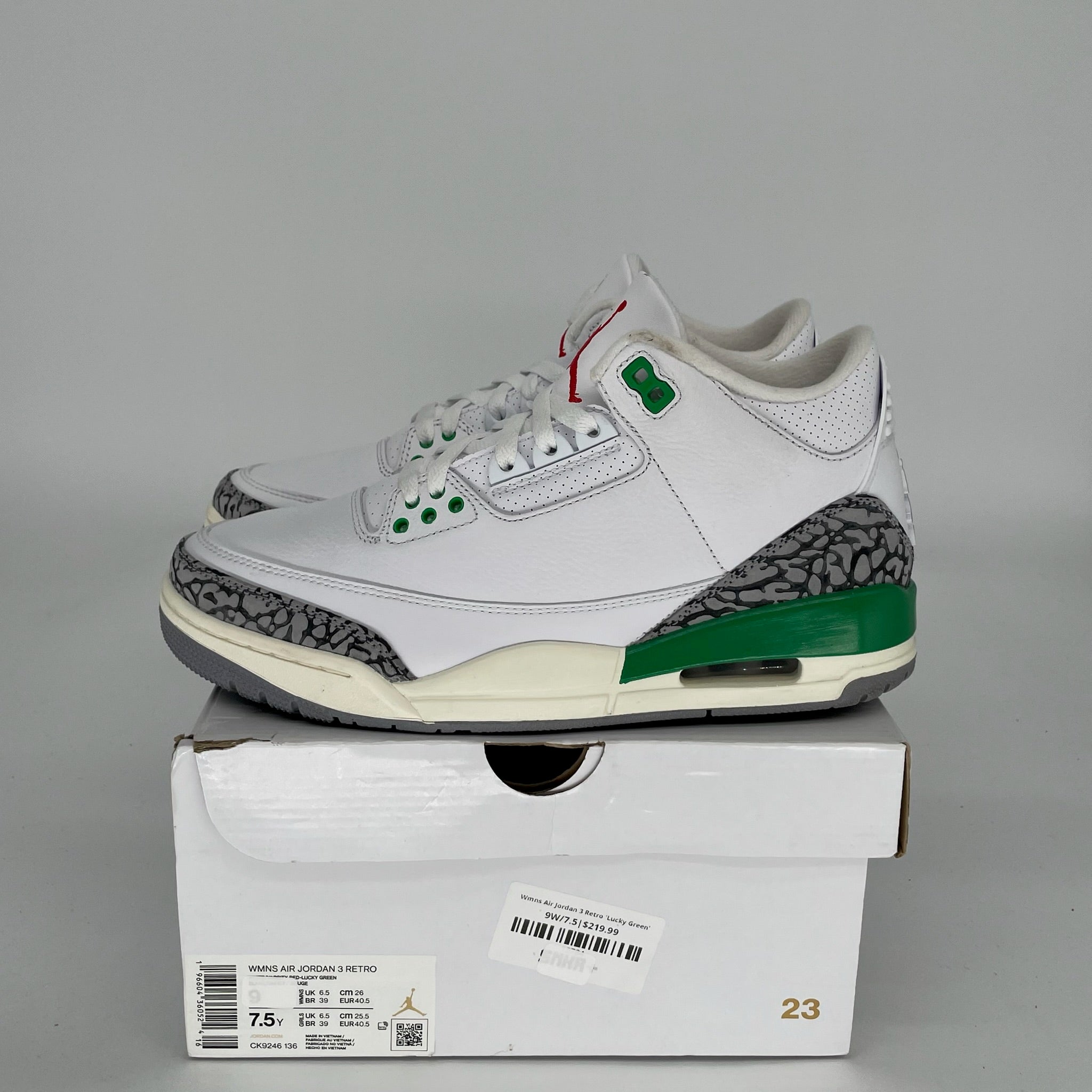 AIR JORDAN 3 Lucky Green Women's Basketball Shoes - Size 7.5/9W (CK9246-136) - Perfect for Streetwear, Sneaker Collection & Casual Fashion