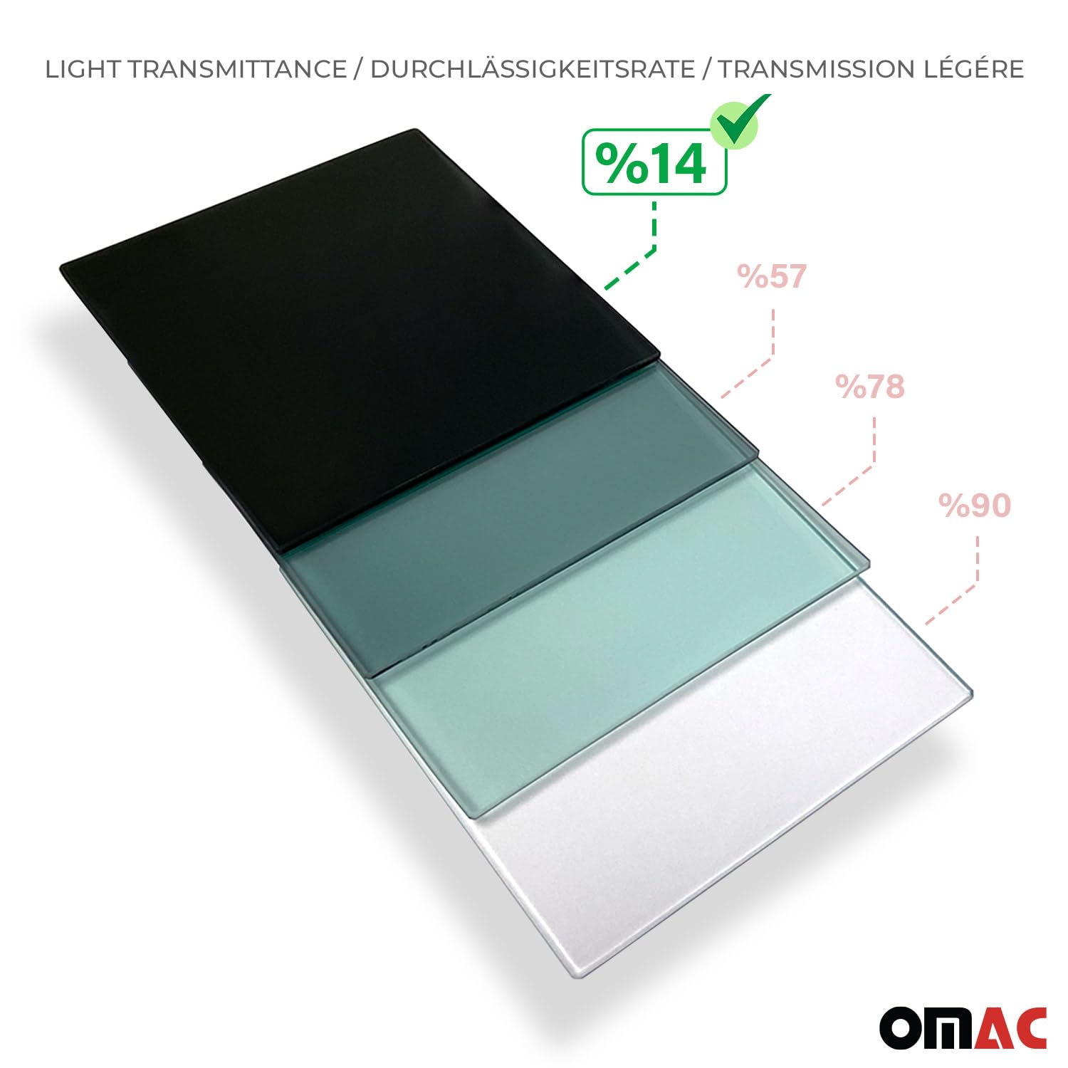 OMAC Replacement Window Glass for Ram Promaster 2014-2025 - Right Rear Sliding Door - OEM Fit - L4 Black Tint - Perfect for Cargo Vans & RV Conversions