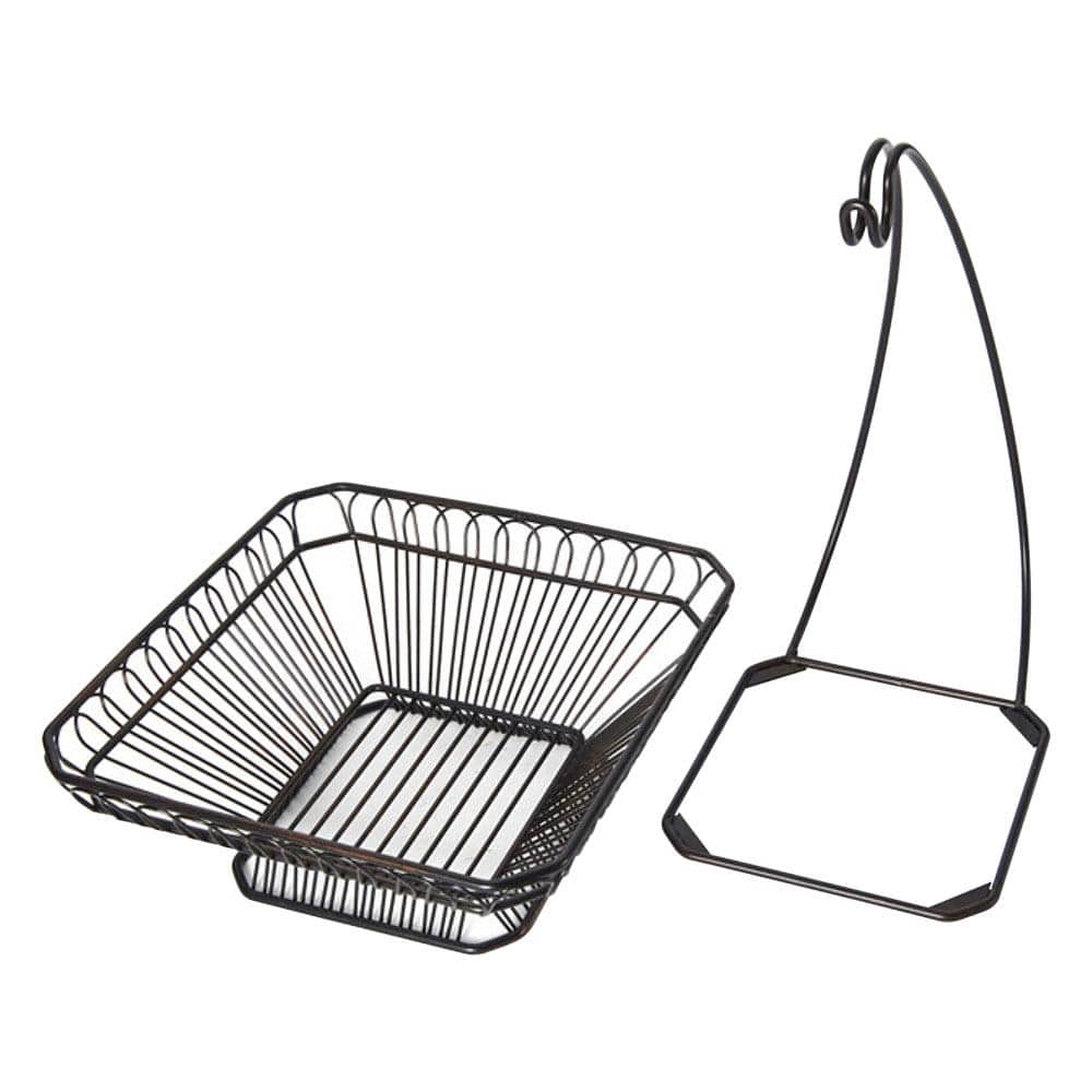 Premium Rustic Wooden Fruit Basket with Banana Hanger - Perfect for Kitchen Countertop, Dining Table & Farmhouse Decor