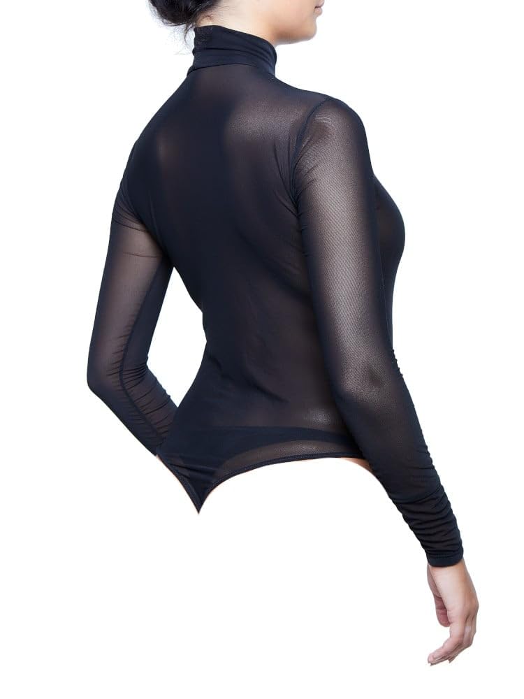 Miss Naughty Mesh Sheer Bodysuit - Sexy Lingerie for Women, Stretchy See-Through Lace Teddy Bodysuit for Date Night & Boudoir Photography