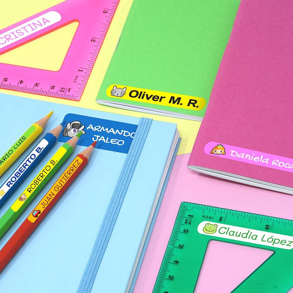 50 Personalized Waterproof Name Stickers for Kids - Custom Vinyl Labels for School Supplies, Books, Toys, Lunch Boxes (2.3x0.4 Inch, Light Grey) - Perfect for Organizing & Identifying Children's Belongings