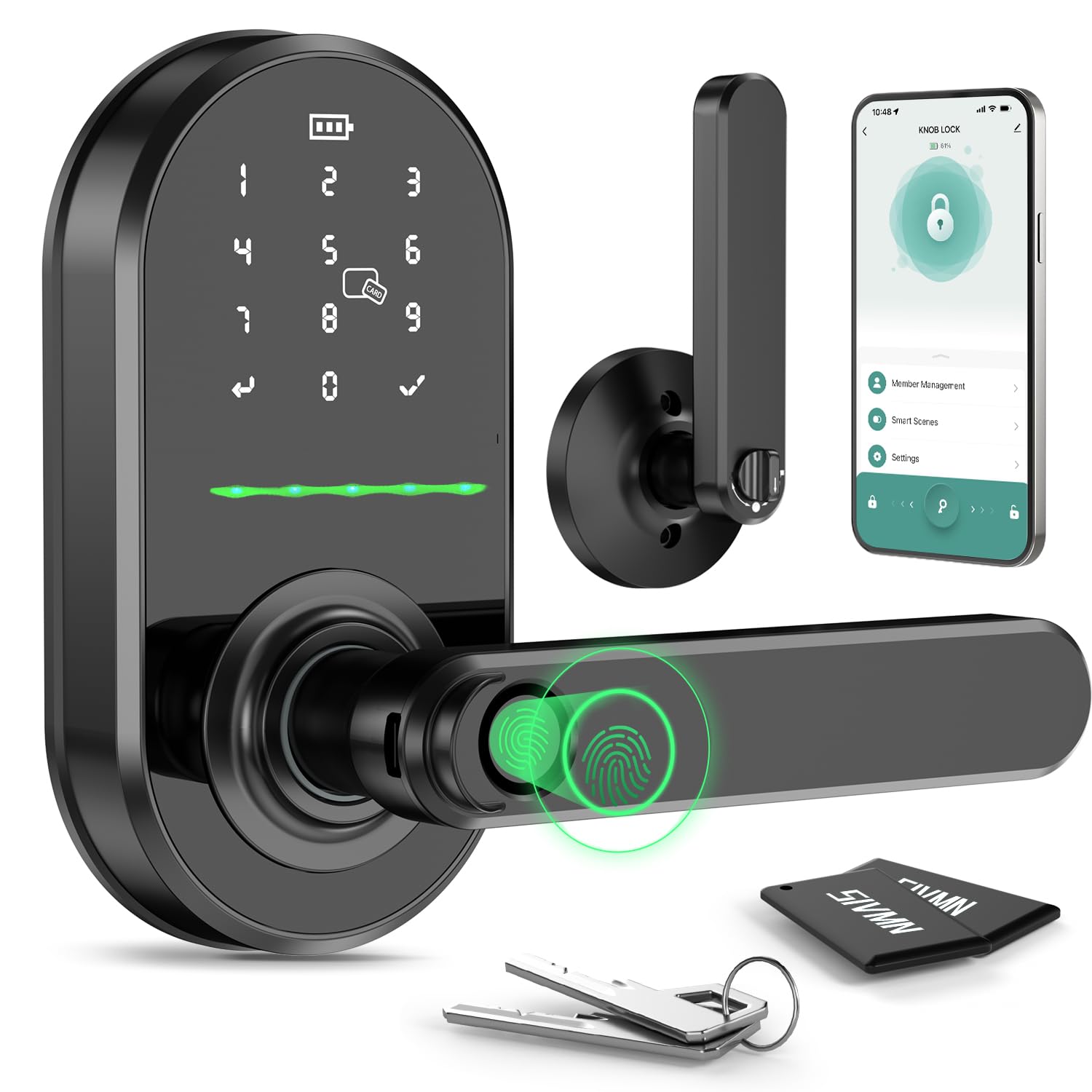 Smart Keyless Entry Door Lock with Fingerprint & Keypad - WiFi App Remote Control, Auto Lock, Easy Installation for Front Door Security - Perfect for Homes, Apartments & Vacation Rentals