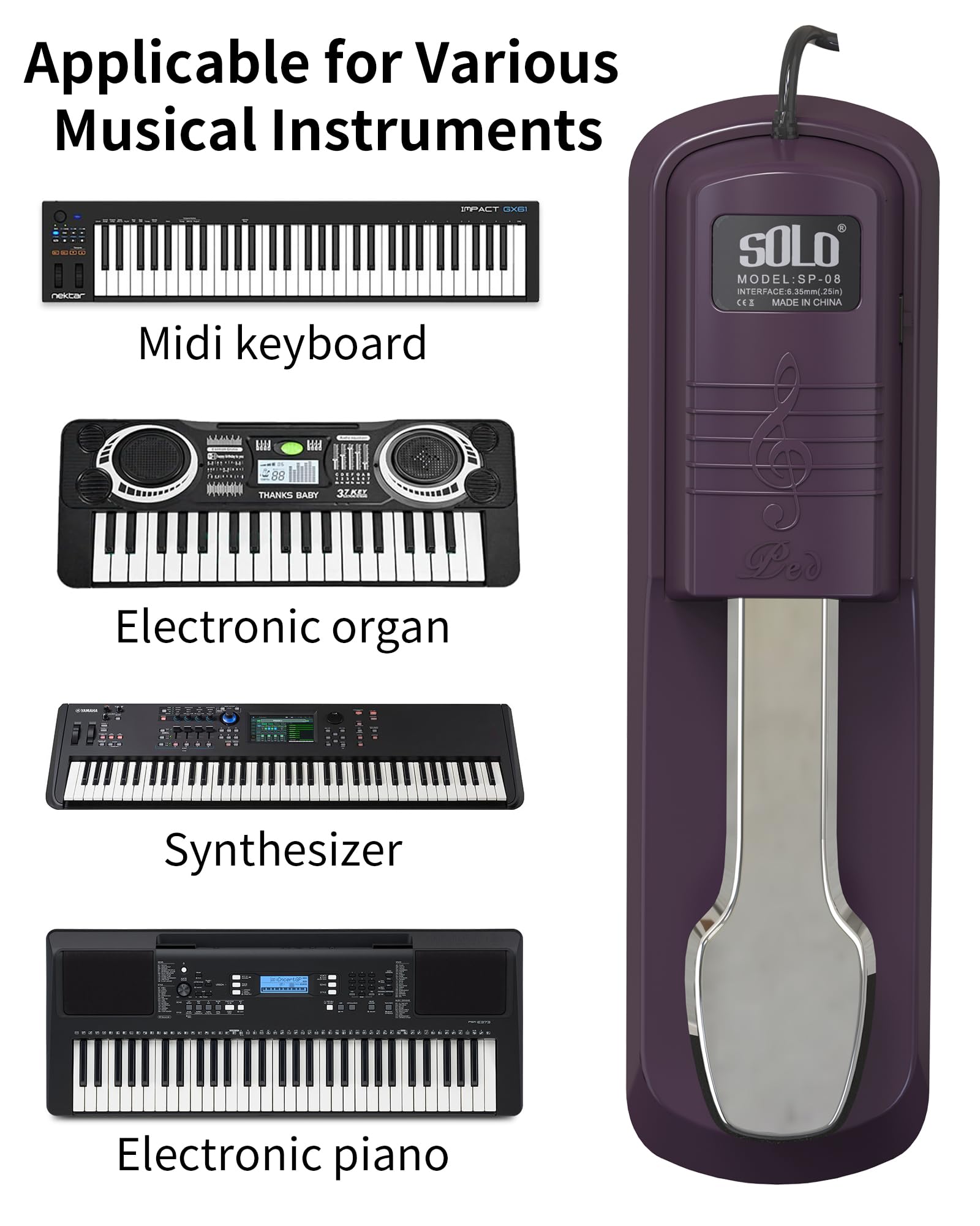 Sustain Pedal for Keyboard & Piano - Perfect for Live Performances