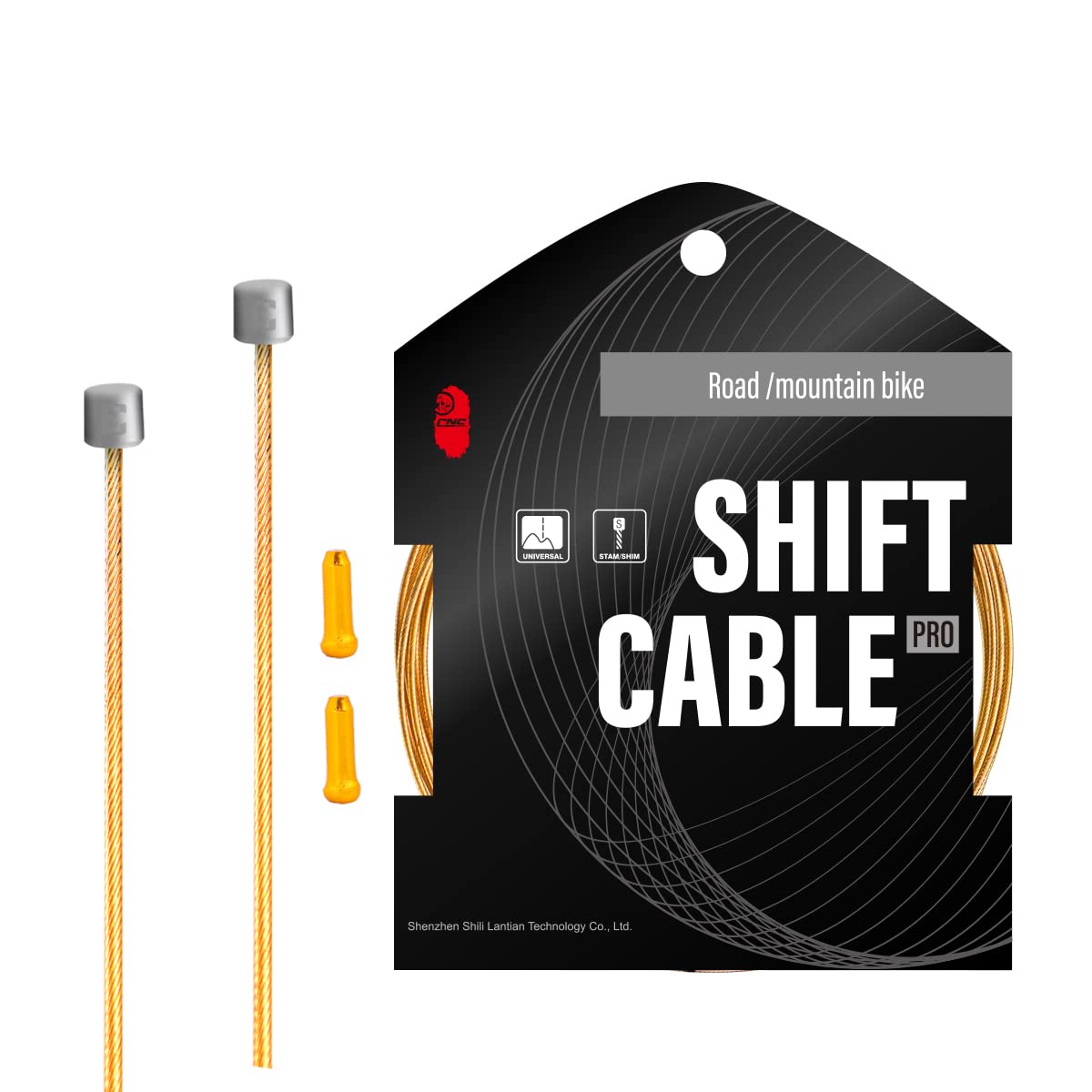 Premium CNC Pro Slick Polished Bike Shifter Cable for Shimano & SRAM Derailleurs | 1.2x2100-3500mm Gold Coated | Mountain Bike, Road Bike, MTB Gear Cable | Smooth Shifting for Trail Riding & Commuting