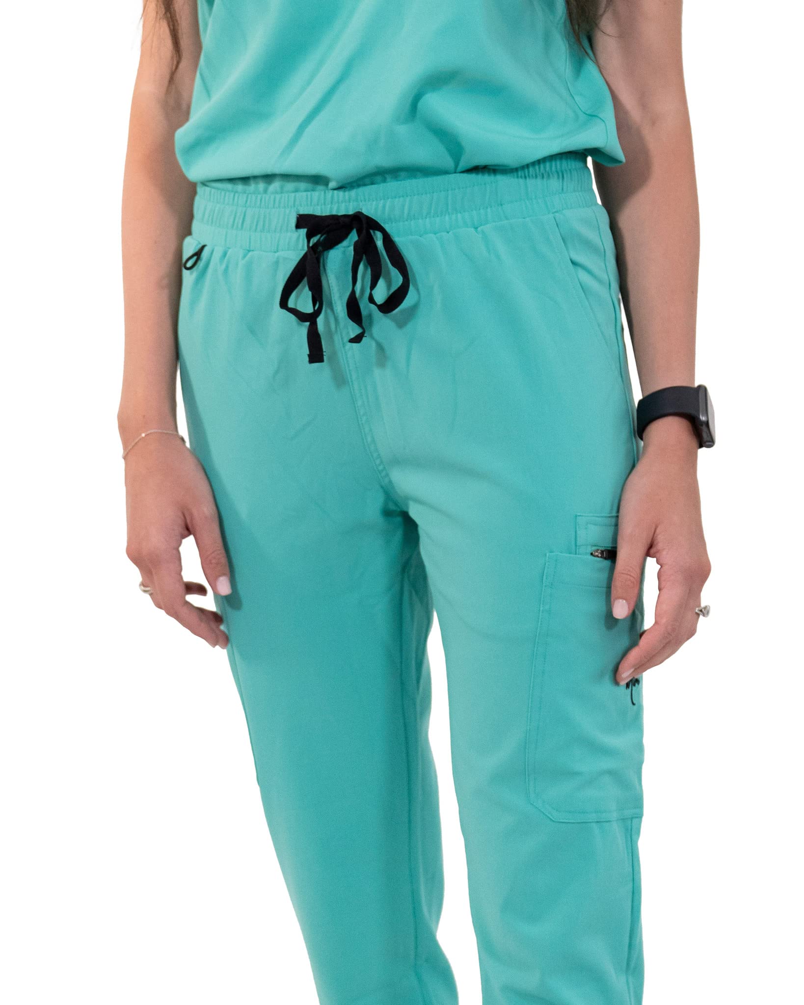 **Women's Mim Jogger Scrub Pants - Skinny Leg Medical Joggers in Burgundy, Black, Navy & Green | Comfortable Work Pants for Nurses, Doctors & Healthcare Professionals**