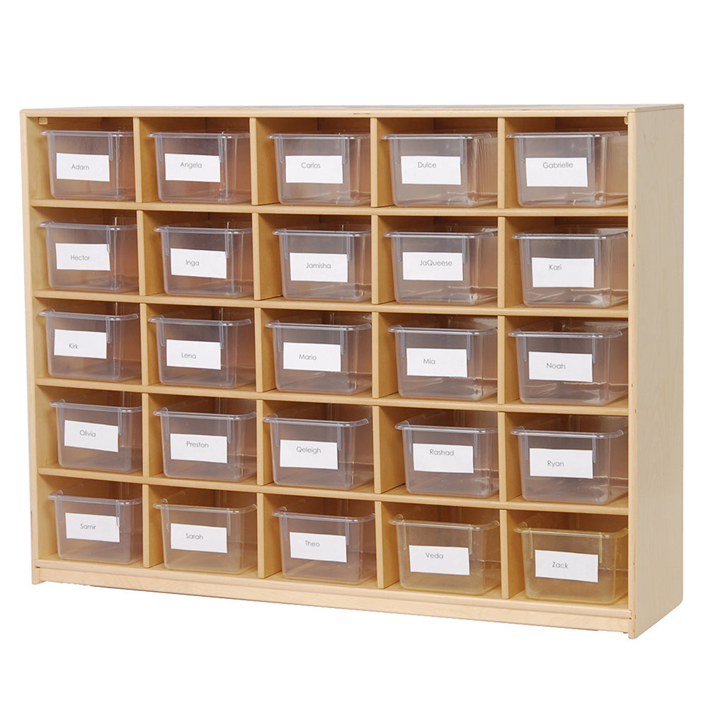 25-Cubby Birch Wood Storage Unit - Classroom & Home Organizer with Tote Bins - Perfect for Kids' Toys, Books & School Supplies Organization